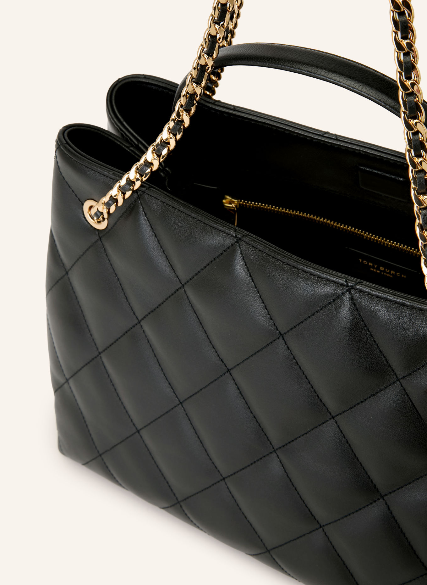 TORY BURCH Handtasche FLEMING CARRYALL: SCHWARZ / GOLD
