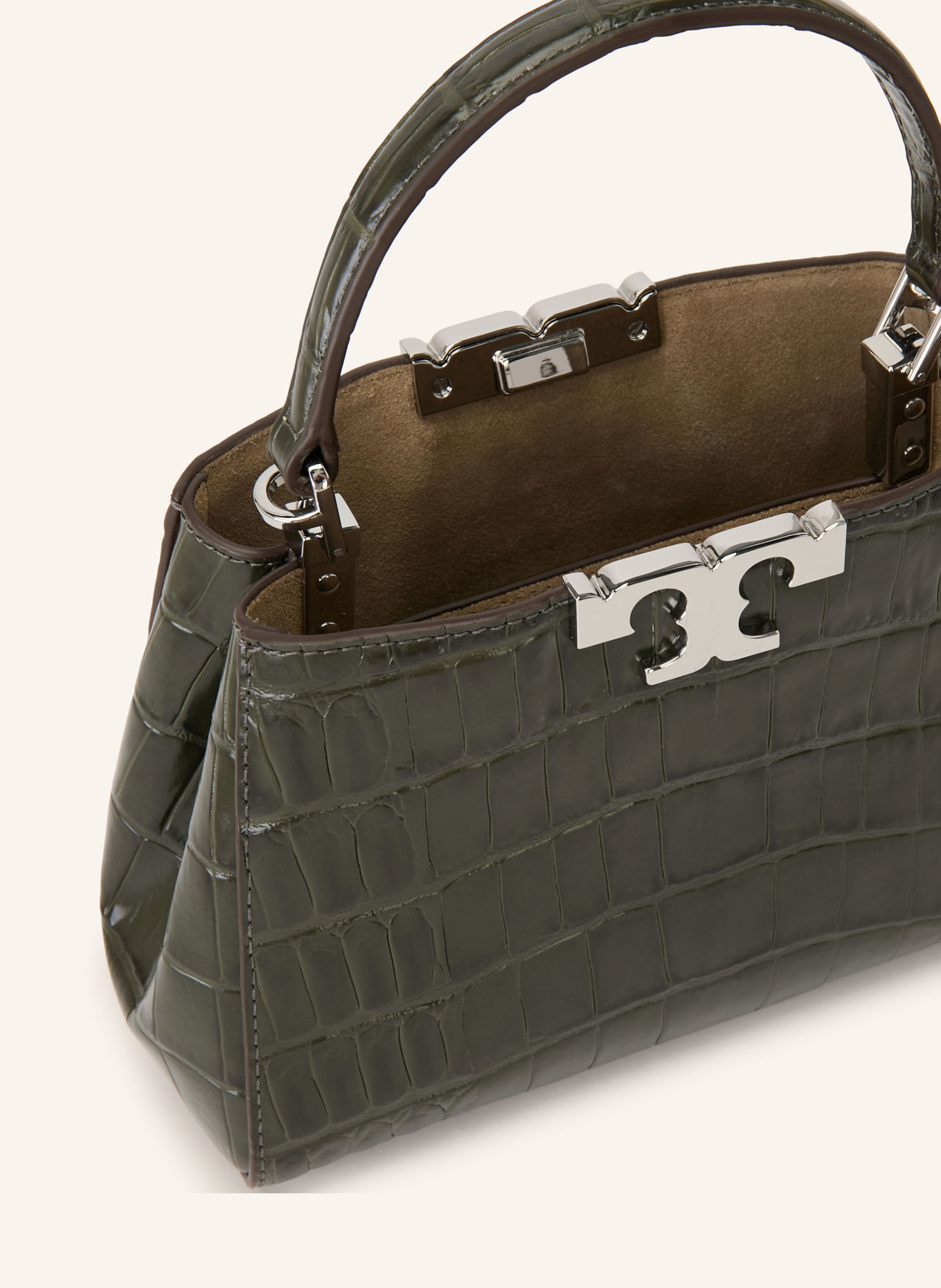 TORY BURCH Handtasche ELEANOR: OLIV / SILBER