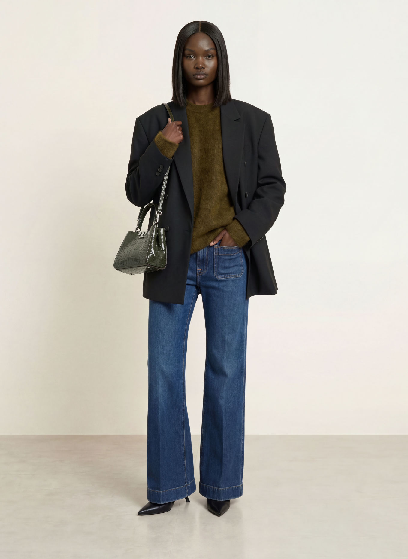 TORY BURCH ELEANOR Handbag: OLIVE / SILVER