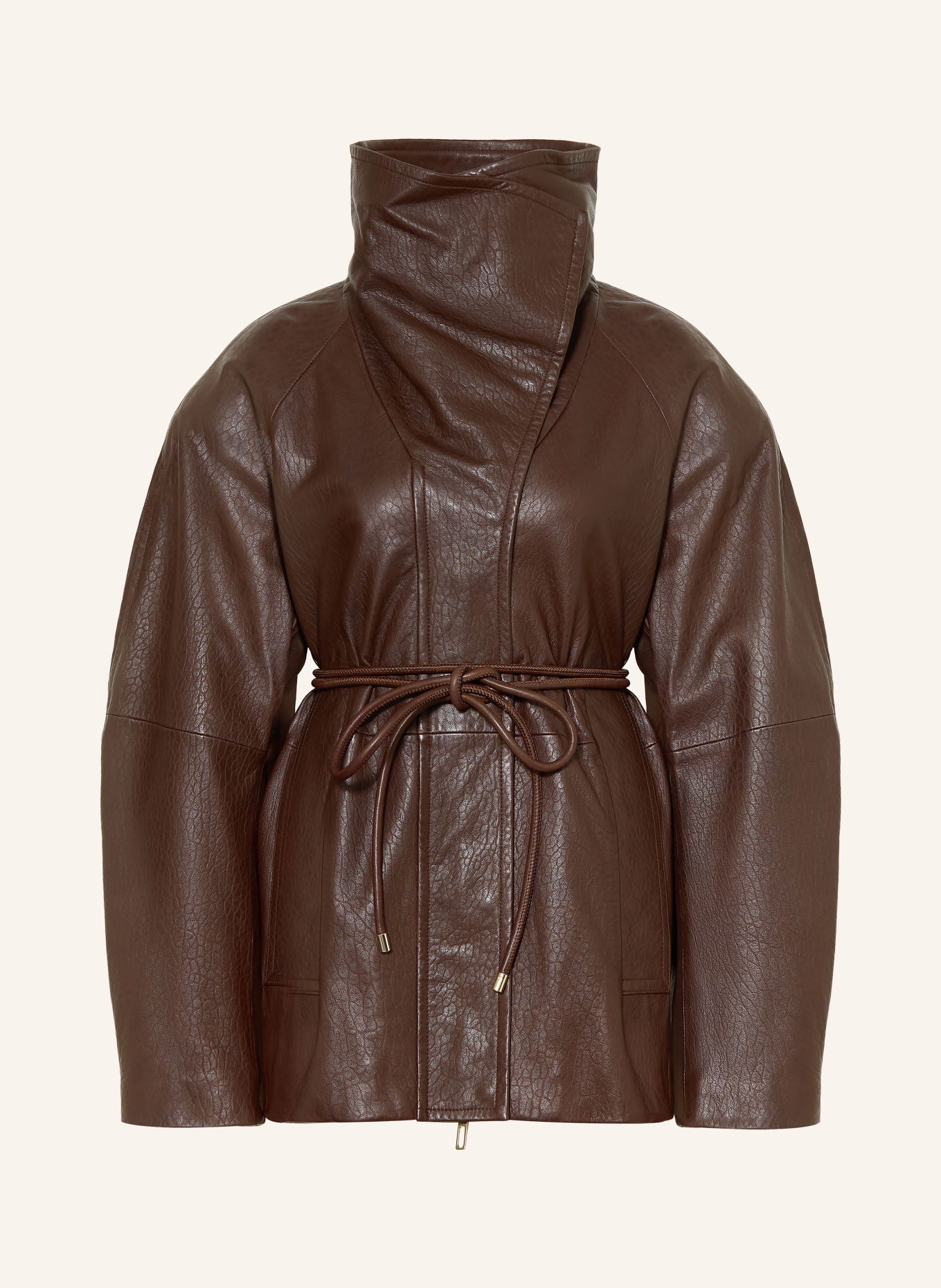 SPORTMAX ALAGGIO Leather Jacket: DARK BROWN