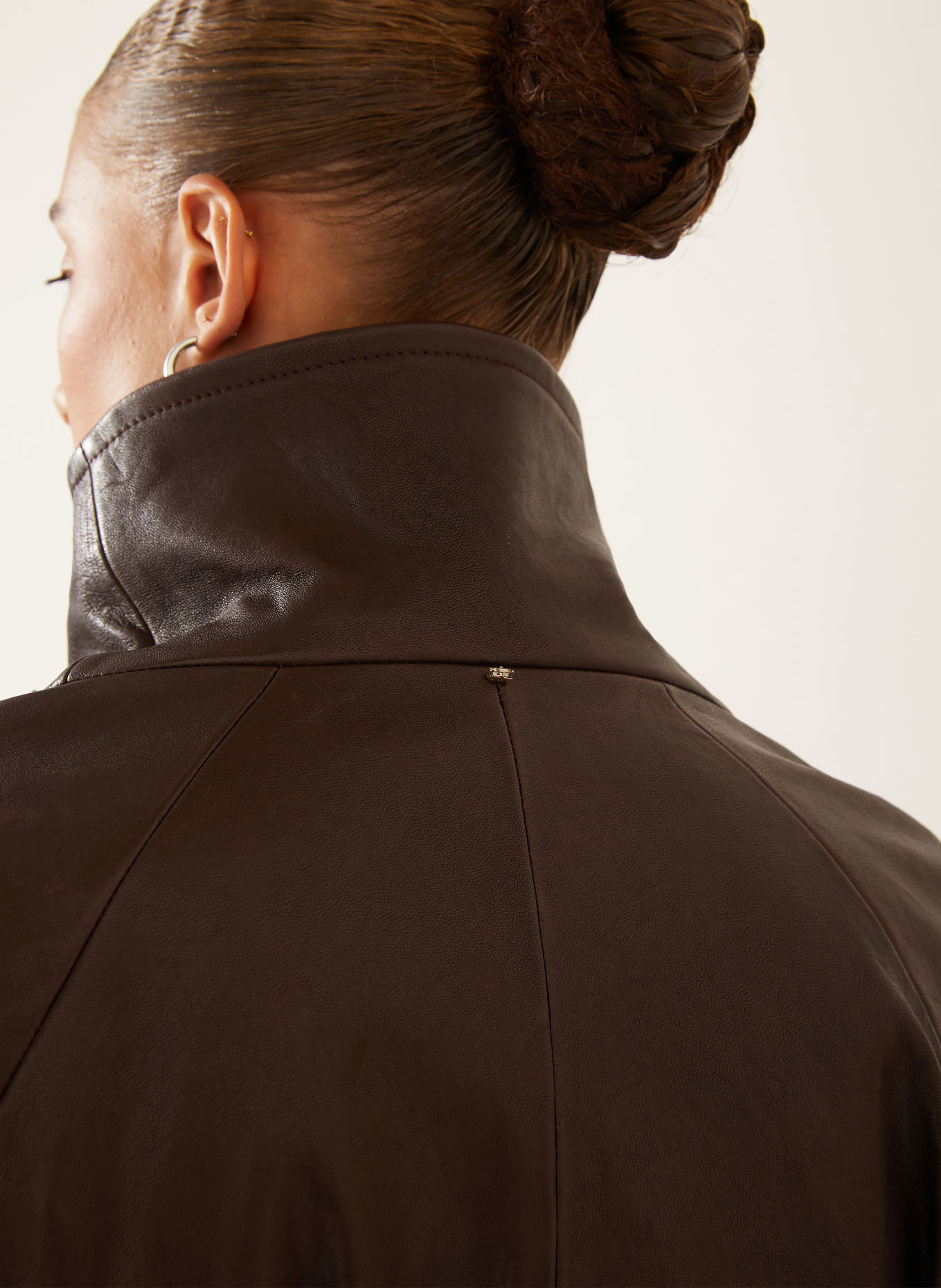 SPORTMAX ALAGGIO Leather Jacket: DARK BROWN