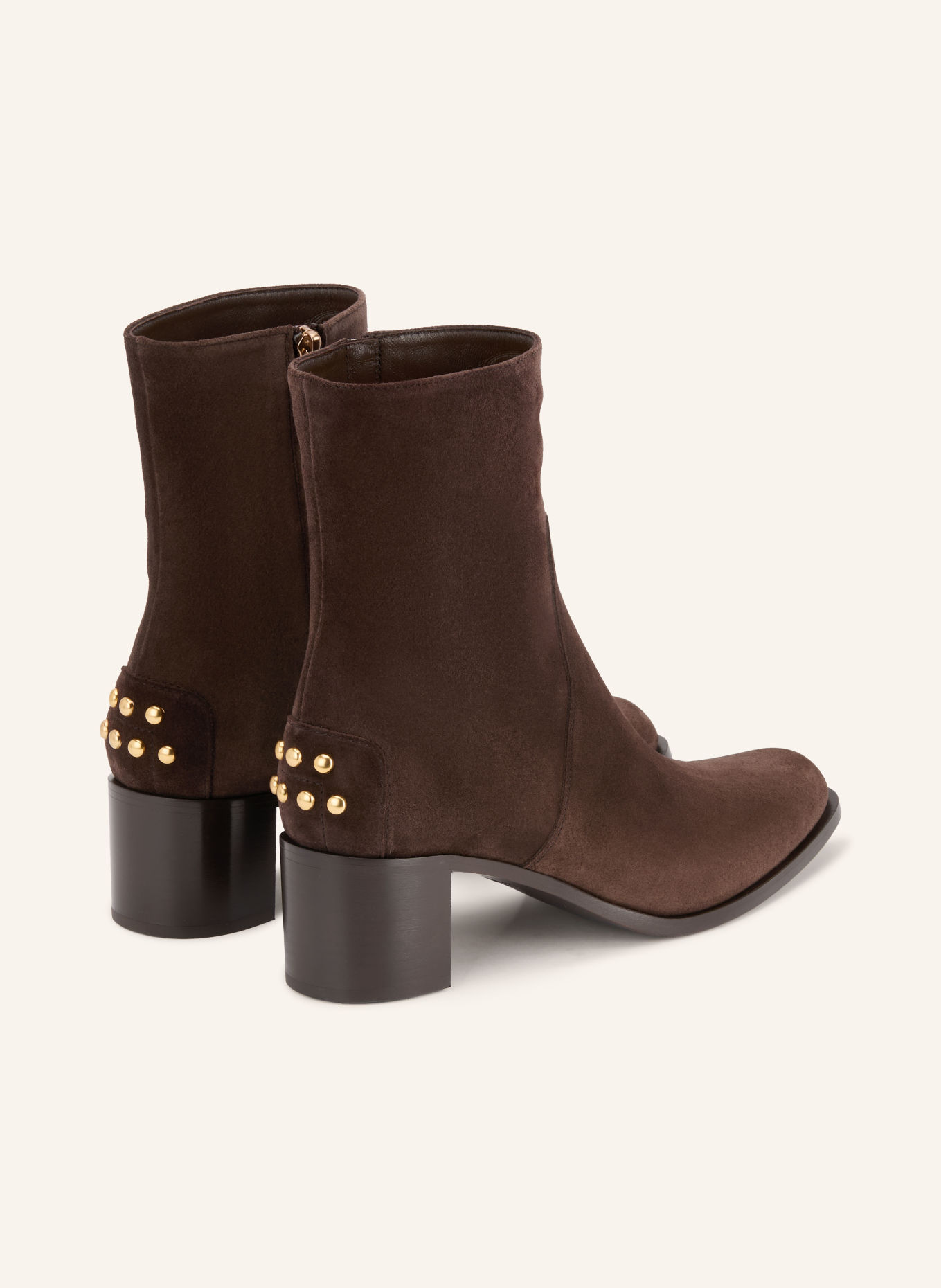 TOD'S Ankle boots with studs: DARK BROWN / GOLD