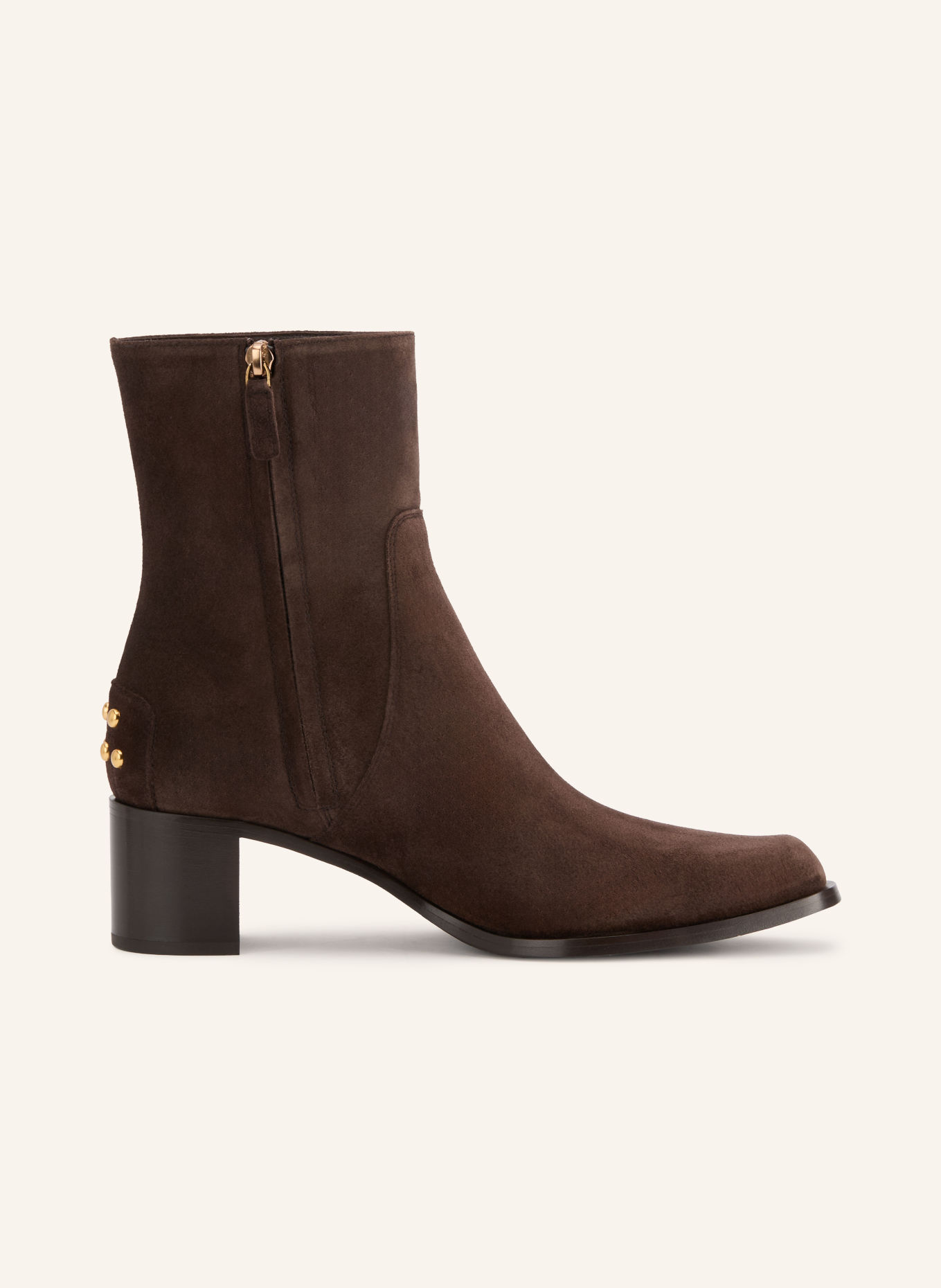 TOD'S Ankle boots with studs: DARK BROWN / GOLD