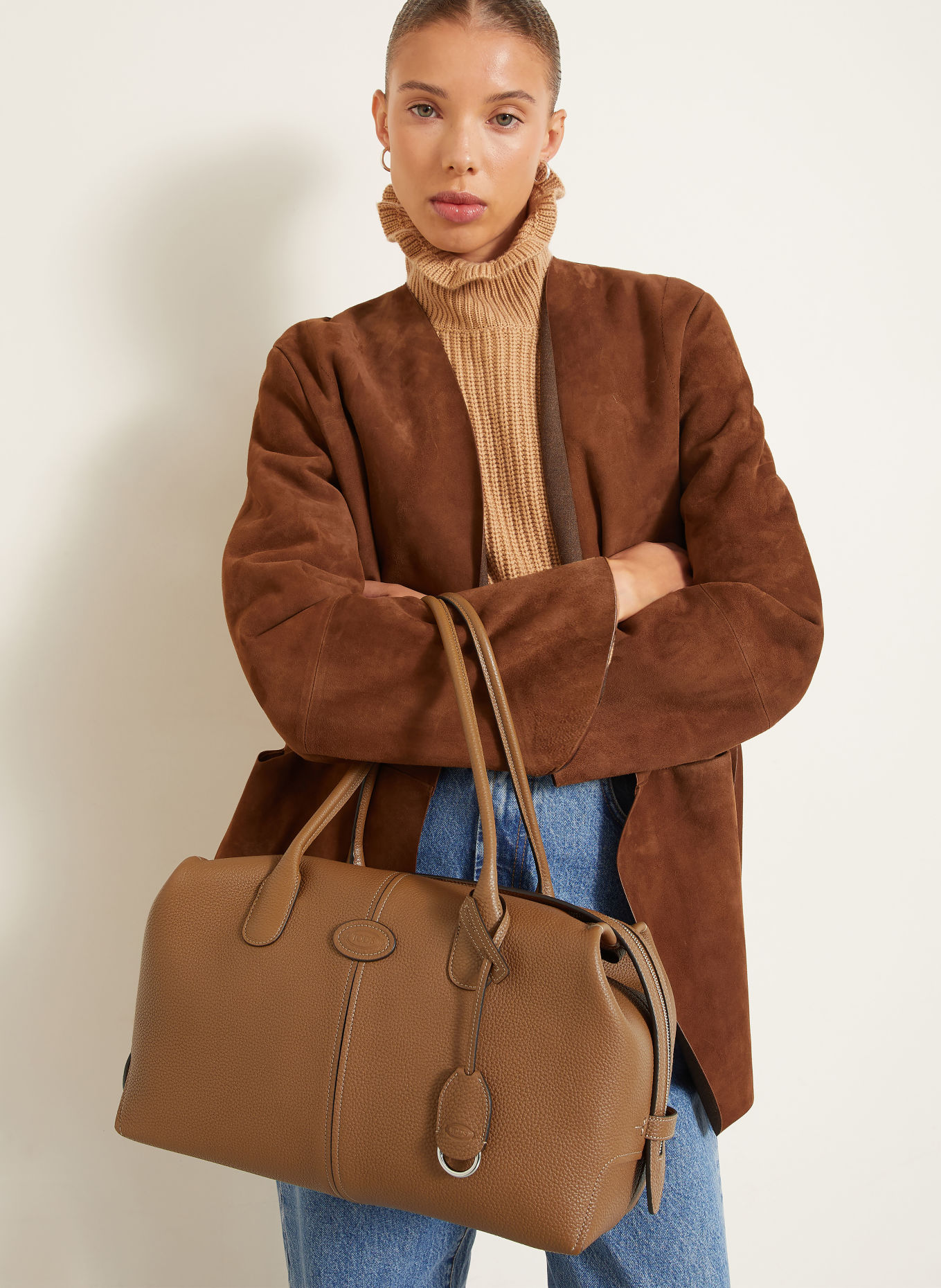 TOD'S Sac à bandoulière BAULETTO SMALL: MARRON / ARGENT