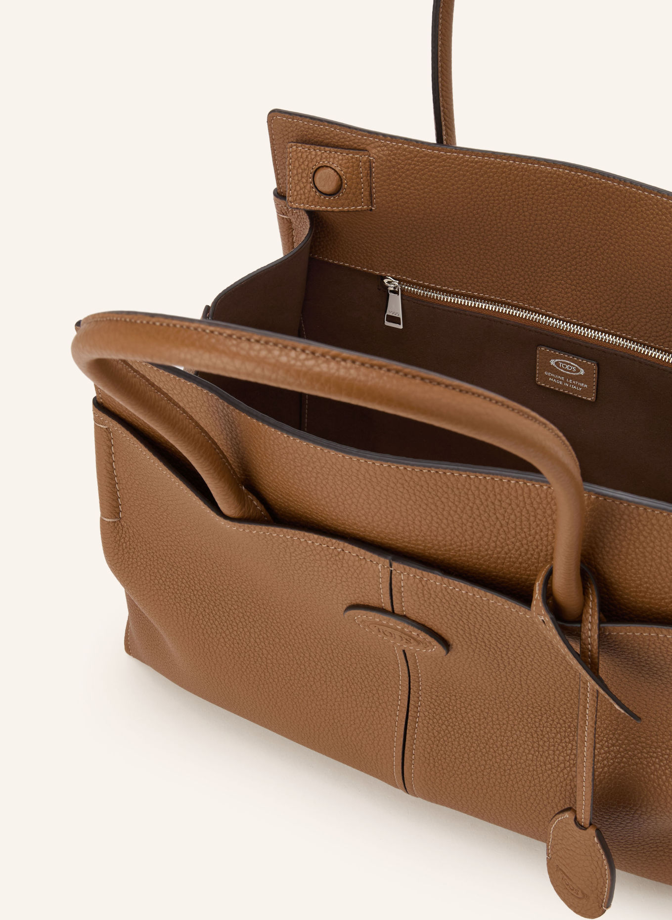 TOD'S Shopper DI BAG MEDIUM: COGNAC / SILBER