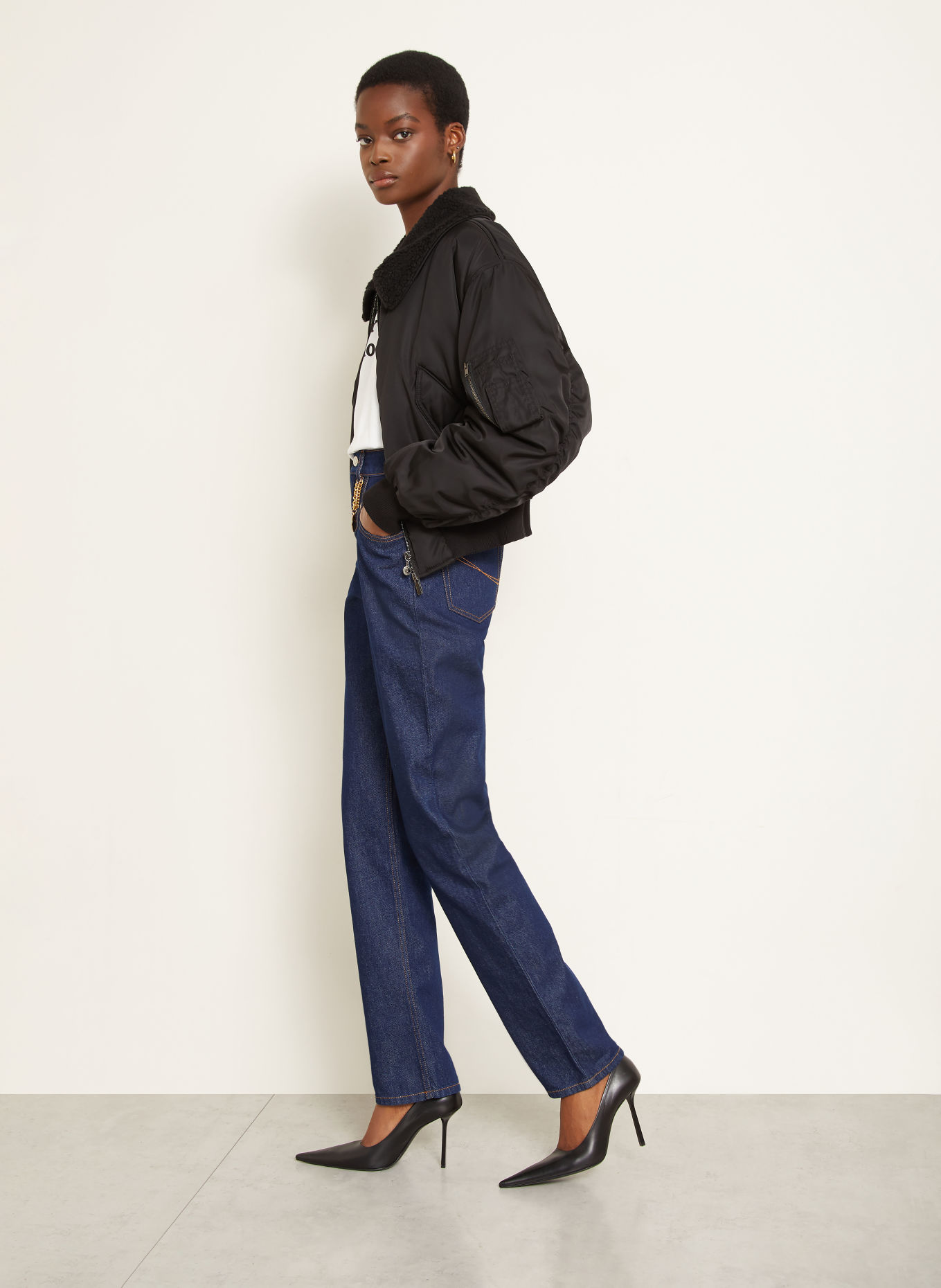 STELLA McCARTNEY Rovné džíny s cvočky: 4116 DENIM CLASSIC WASH