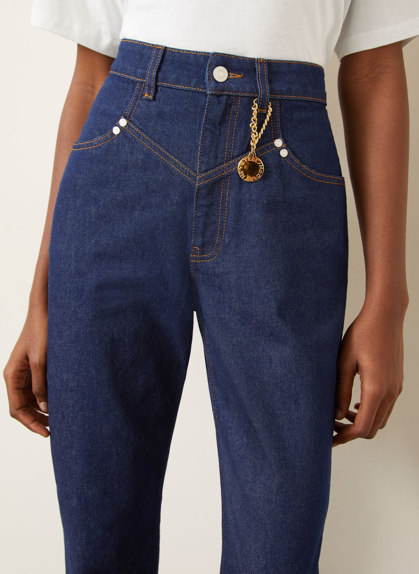 STELLA McCARTNEY Rovné džíny s cvočky: 4116 DENIM CLASSIC WASH