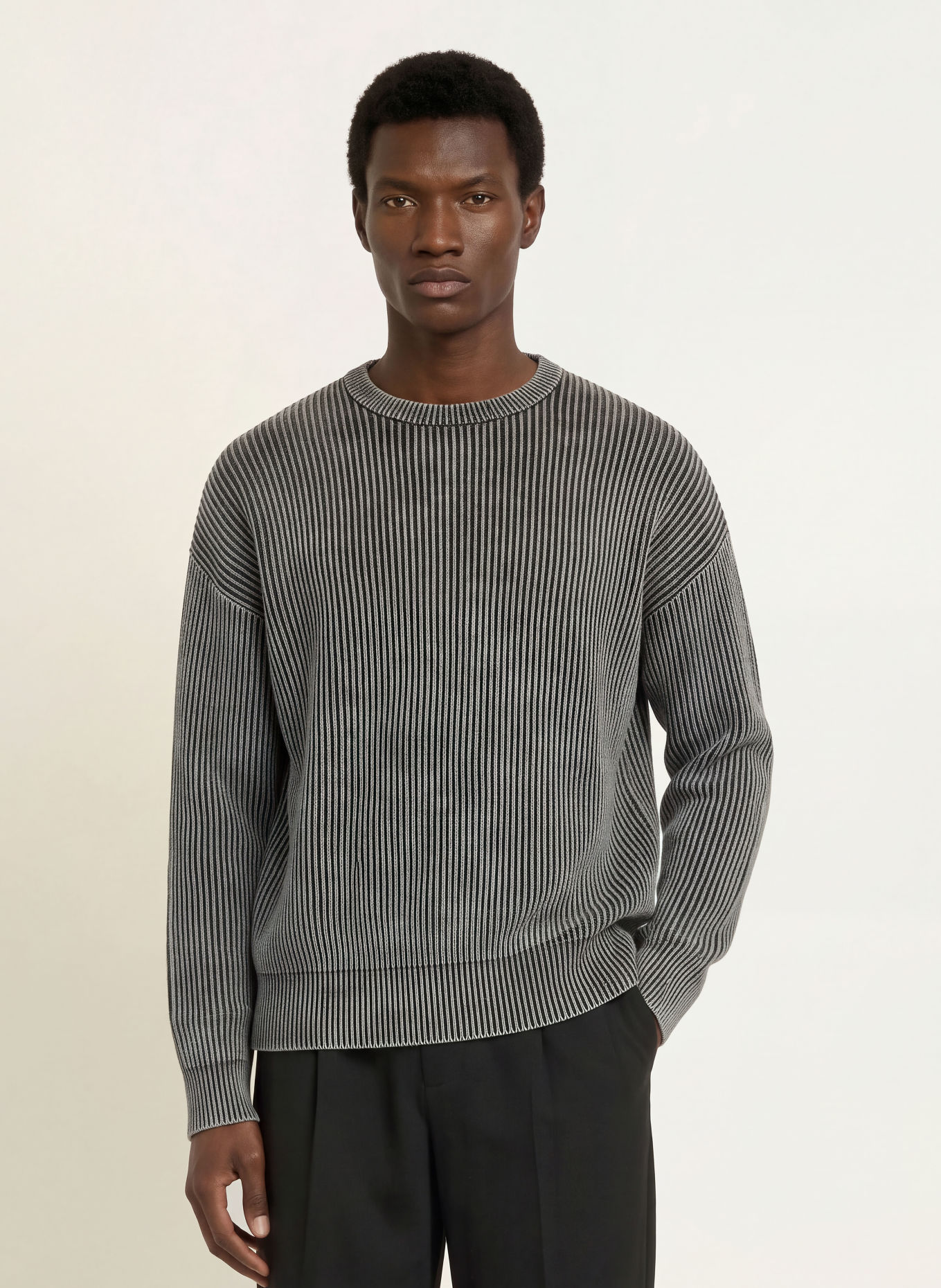 WOODBIRD Sweater WBSAKE: BLACK / LIGHT GRAY