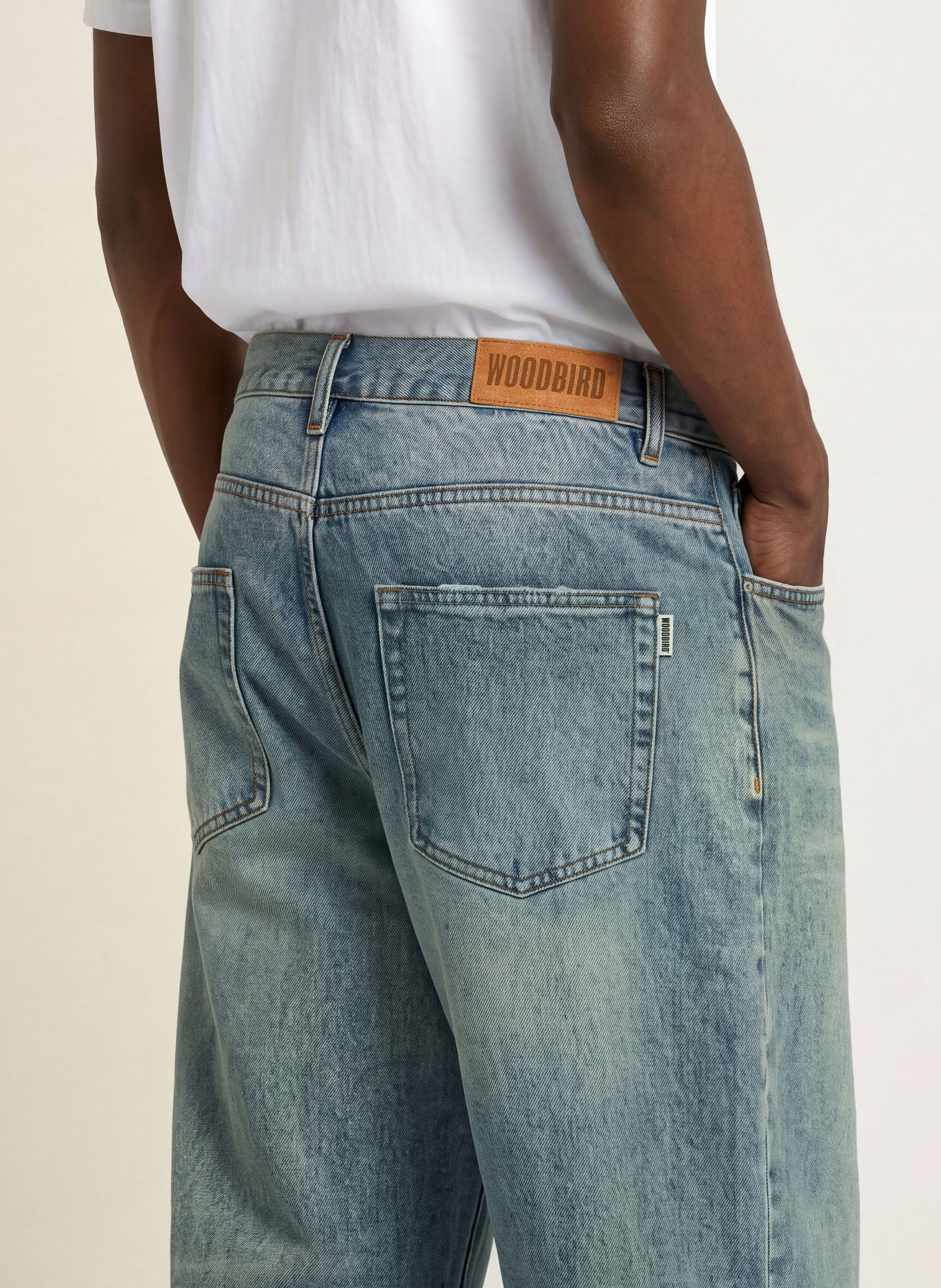 WOODBIRD Jeans WBLEROY Loose Tapered Fit: Washed Mid Blue