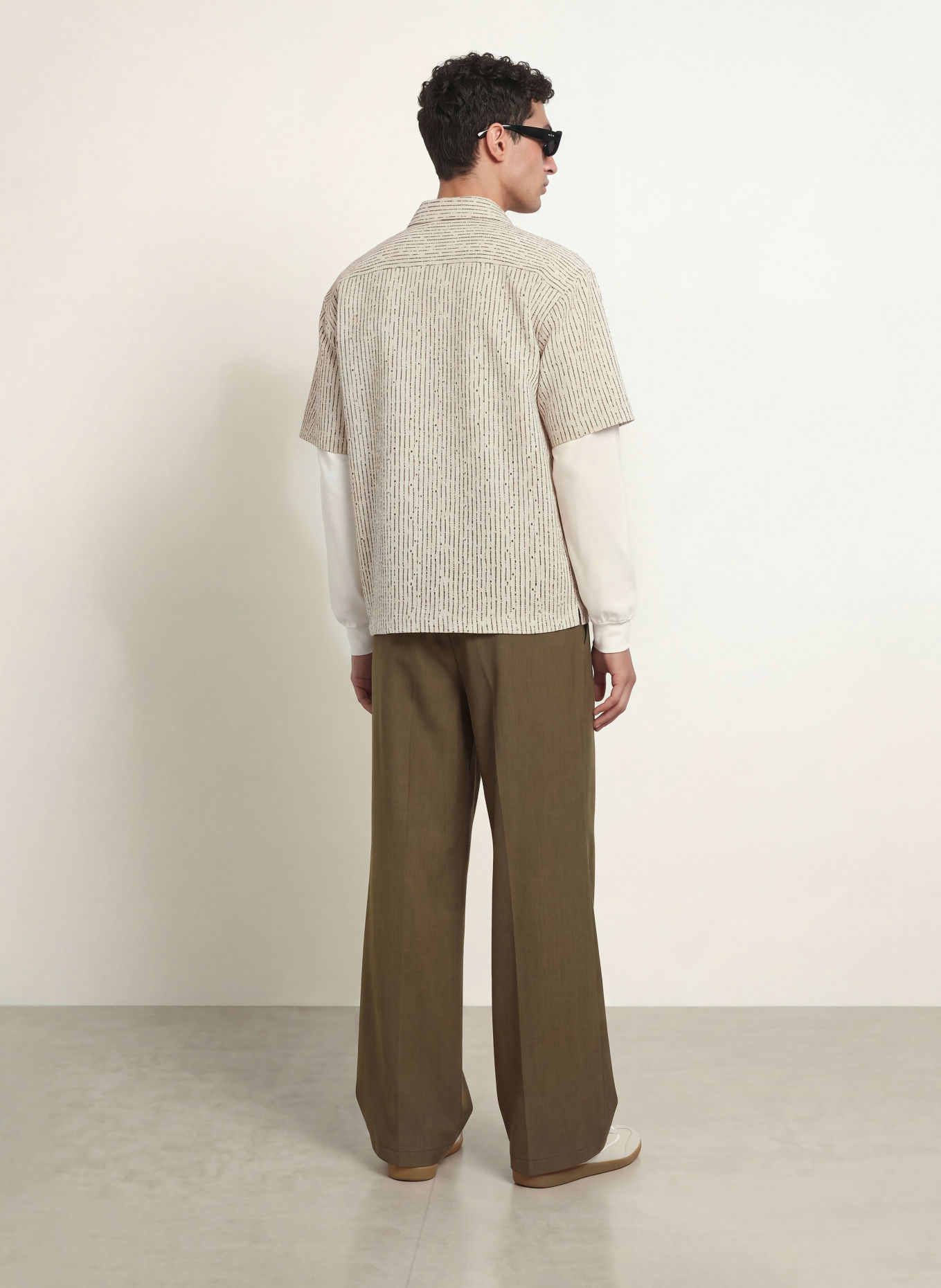 WOODBIRD Cămașă cu mânecă scurtă WBWANG Comfort Fit din dantelă perforată: CREM / MARO