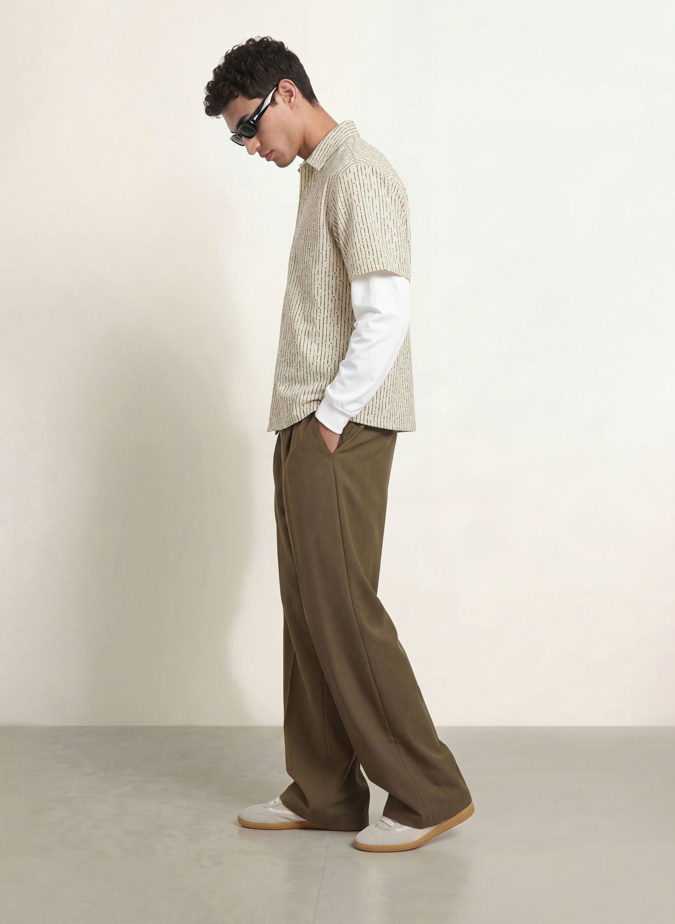 WOODBIRD Cămașă cu mânecă scurtă WBWANG Comfort Fit din dantelă perforată: CREM / MARO
