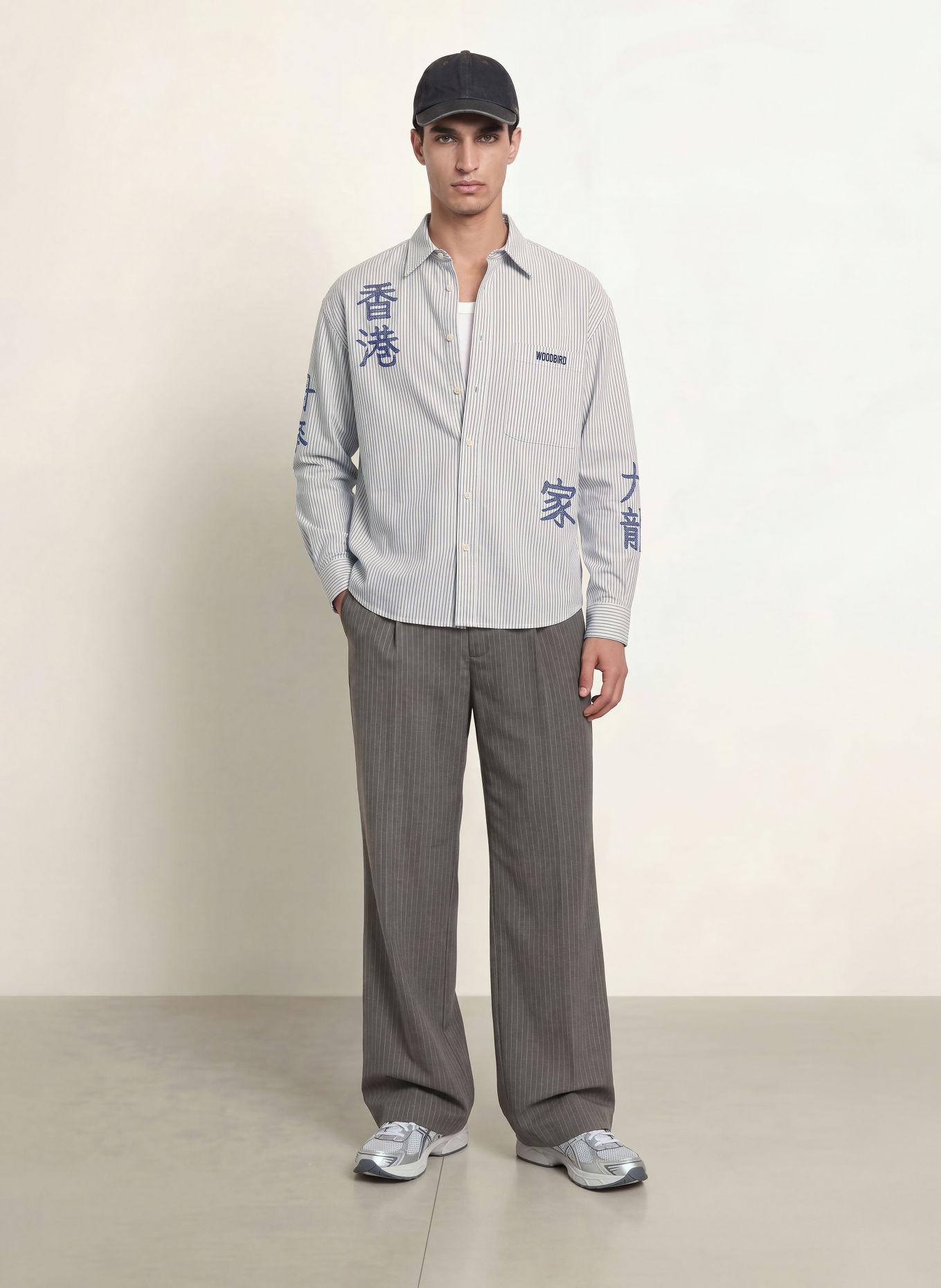 WOODBIRD Cămașă WBXING Comfort Fit: ALB / GRI ÎNCHIS / ALBASTRU ÎNCHIS