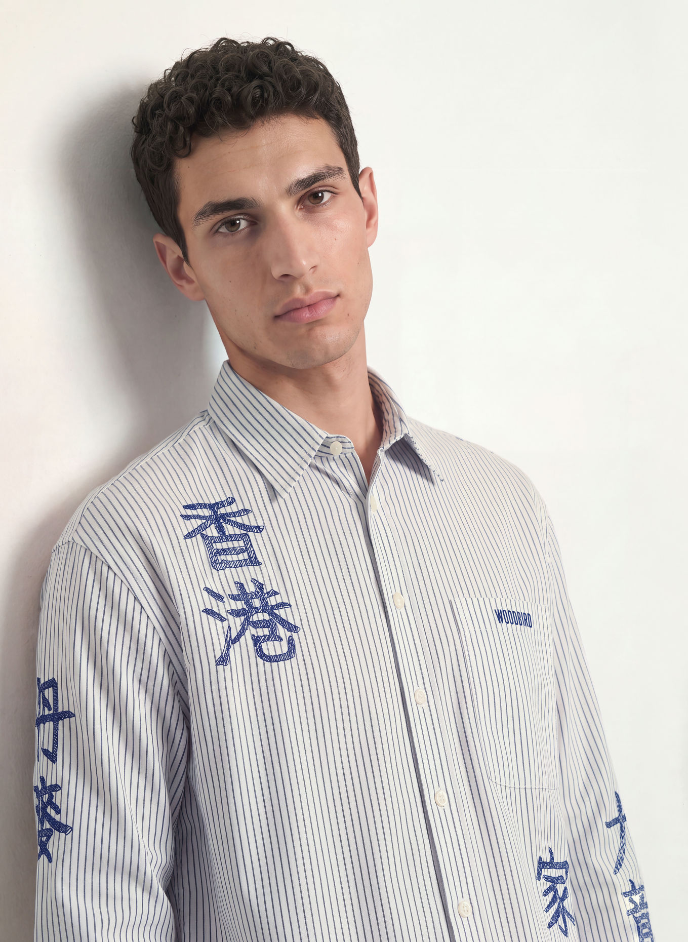 WOODBIRD Cămașă WBXING Comfort Fit: ALB / GRI ÎNCHIS / ALBASTRU ÎNCHIS