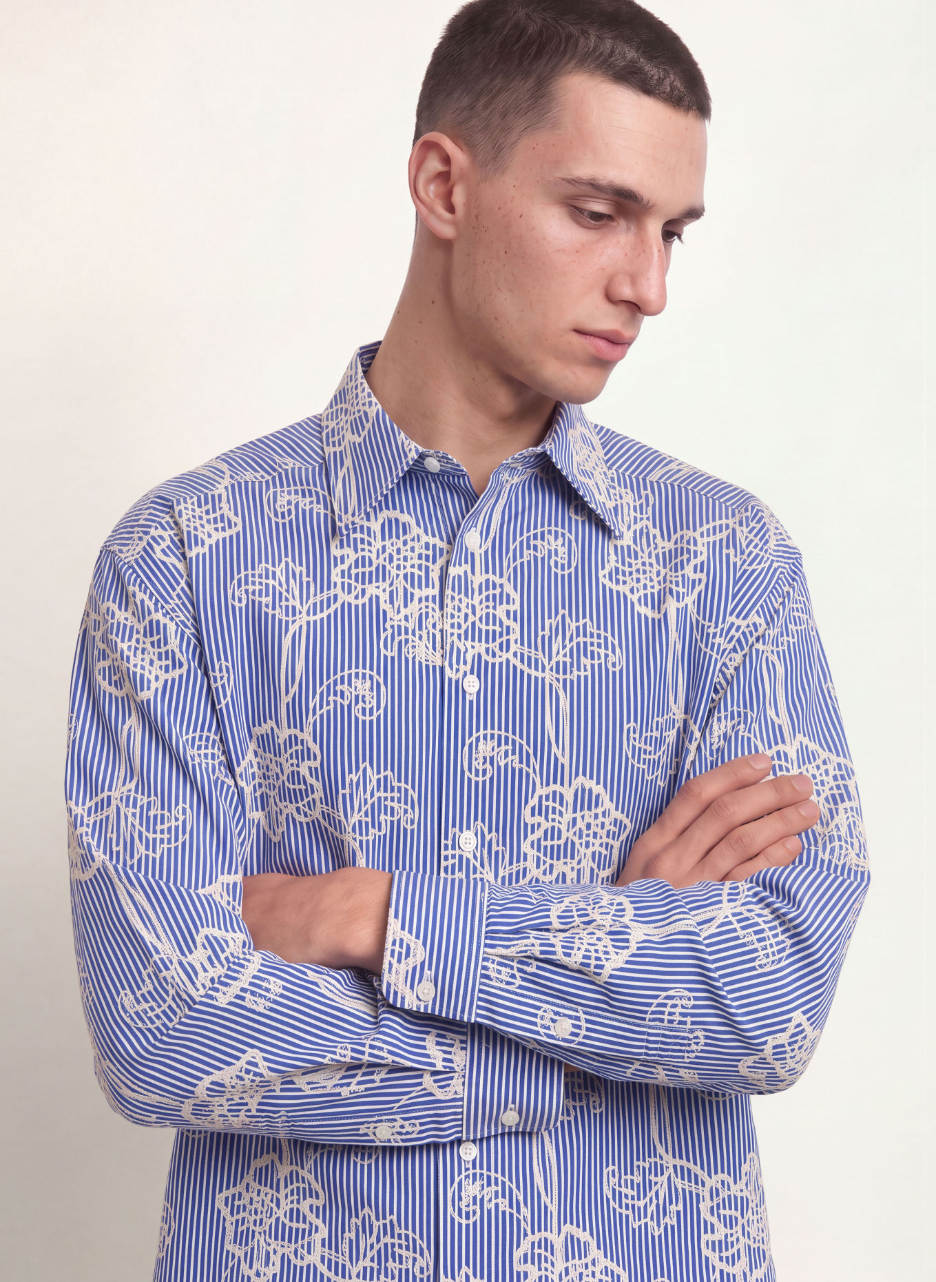 WOODBIRD WBBROCKS Comfort Fit Shirt: BLUE / WHITE