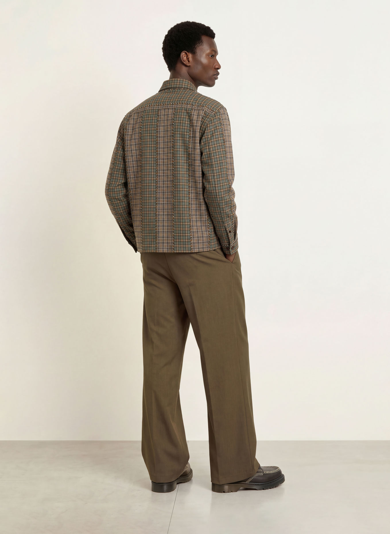 WOODBIRD WBBUZO Comfort Fit Shirt: LIGHT BROWN / TEAL / WHITE