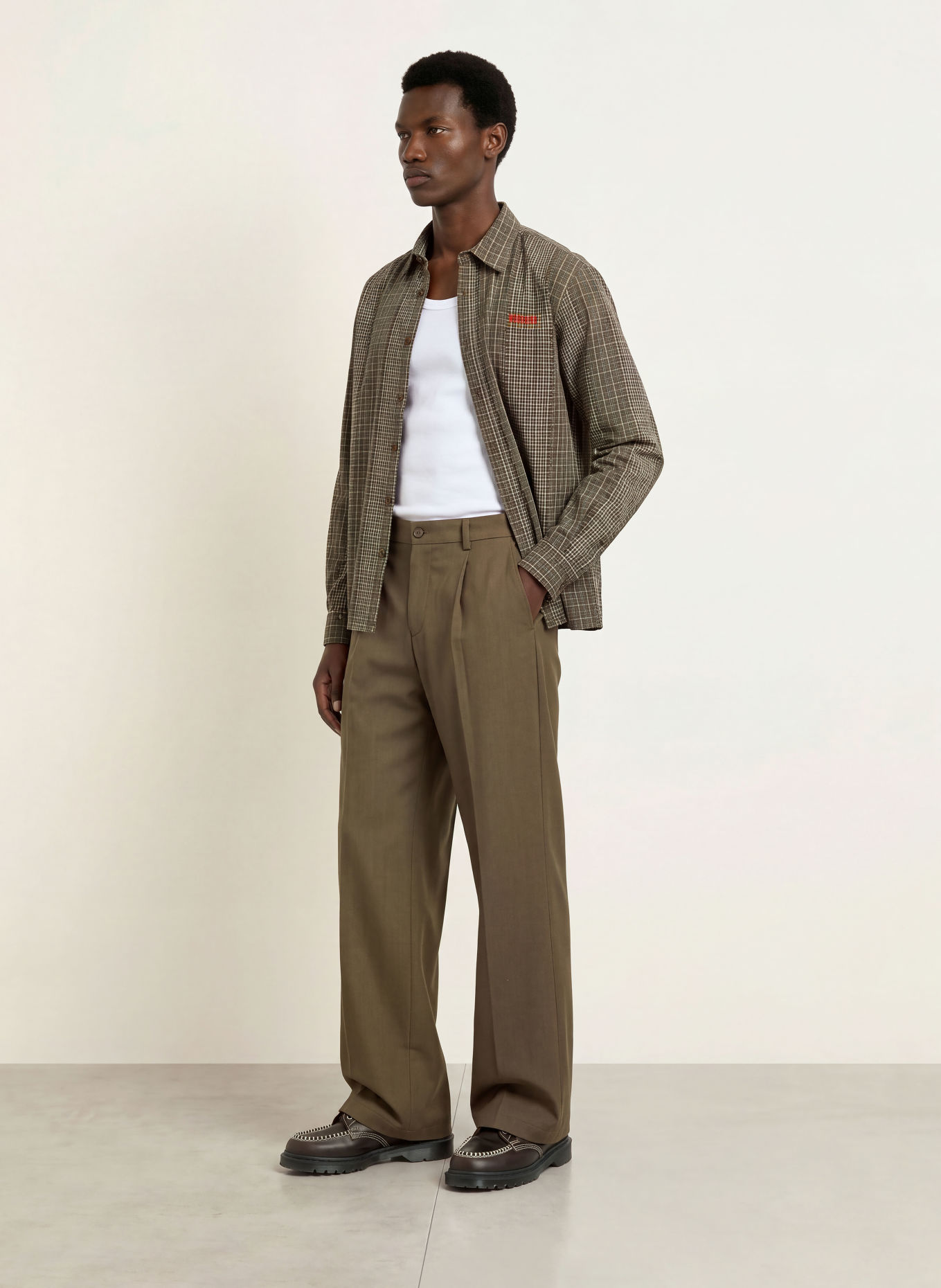 WOODBIRD WBBUZO Comfort Fit Shirt: LIGHT BROWN / TEAL / WHITE