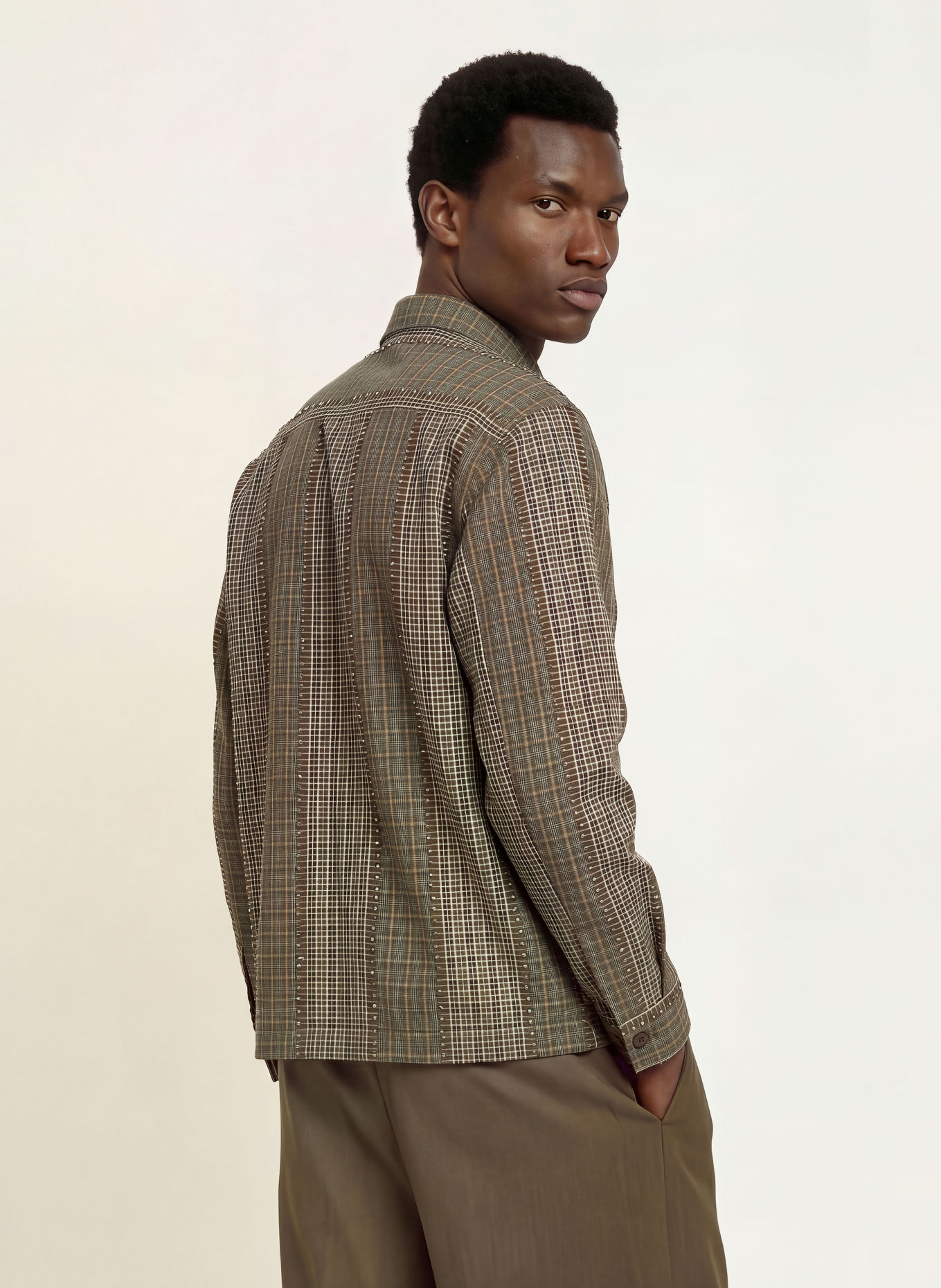 WOODBIRD WBBUZO Comfort Fit Shirt: LIGHT BROWN / TEAL / WHITE