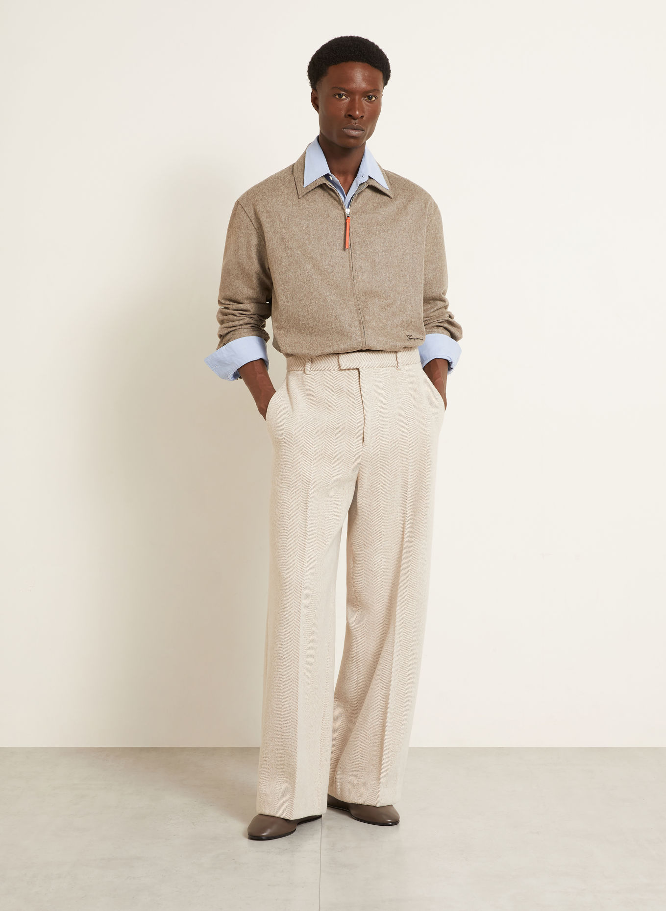 JACQUEMUS Flannel Overshirt LA CHEMISE FLASH: BEIGE