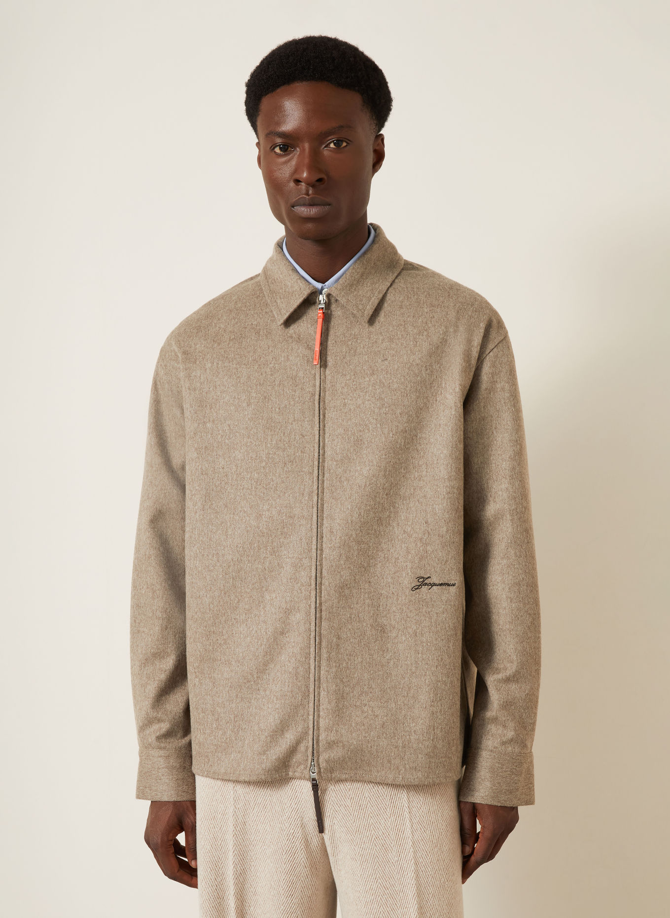 JACQUEMUS Flannel Overshirt LA CHEMISE FLASH: BEIGE
