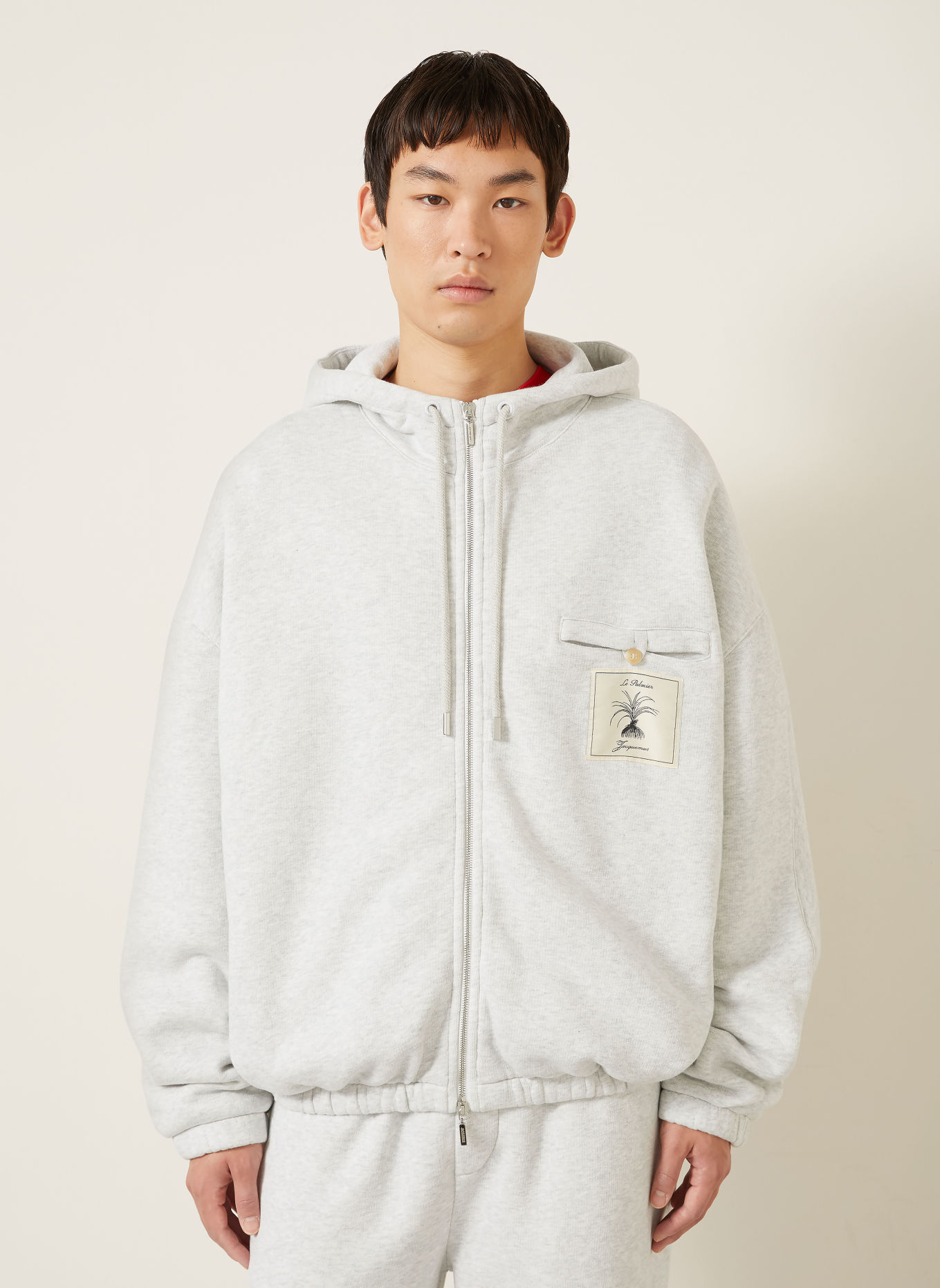 JACQUEMUS LE HOODIE TORNEO Zip-up sweatshirt Jacket: LIGHT GRAY