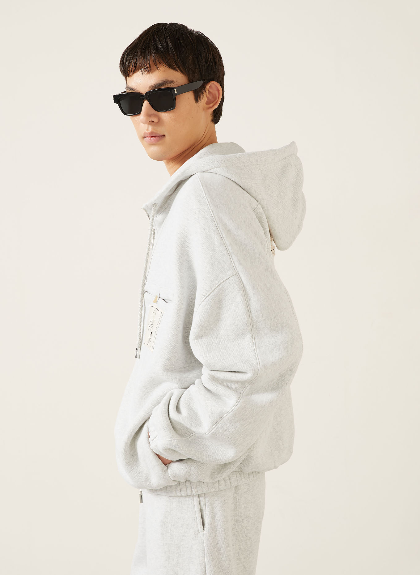 JACQUEMUS LE HOODIE TORNEO Zip-up sweatshirt Jacket: LIGHT GRAY