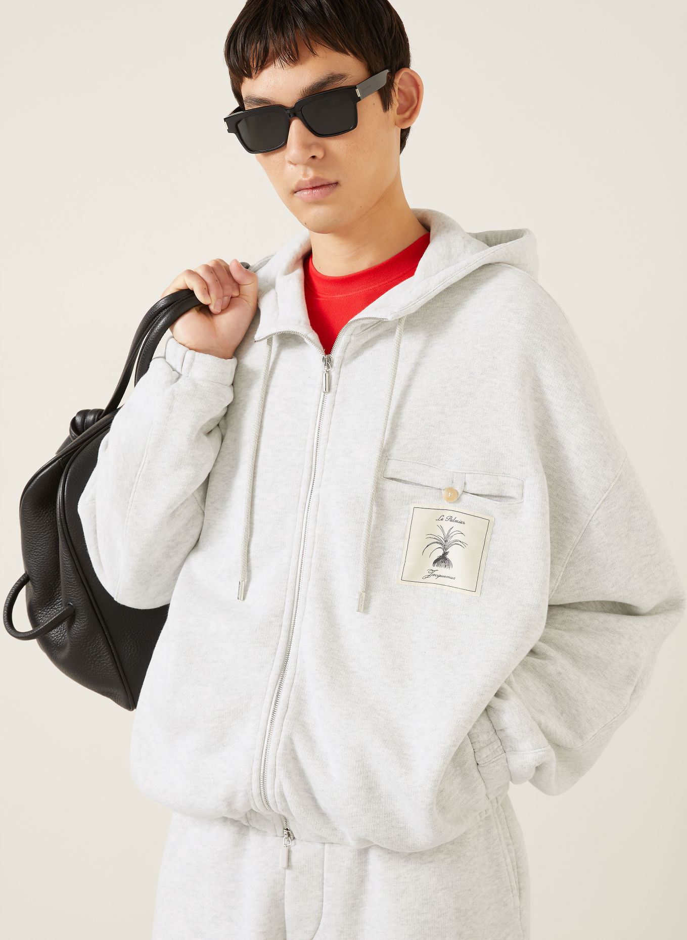 JACQUEMUS LE HOODIE TORNEO Zip-up sweatshirt Jacket: LIGHT GRAY