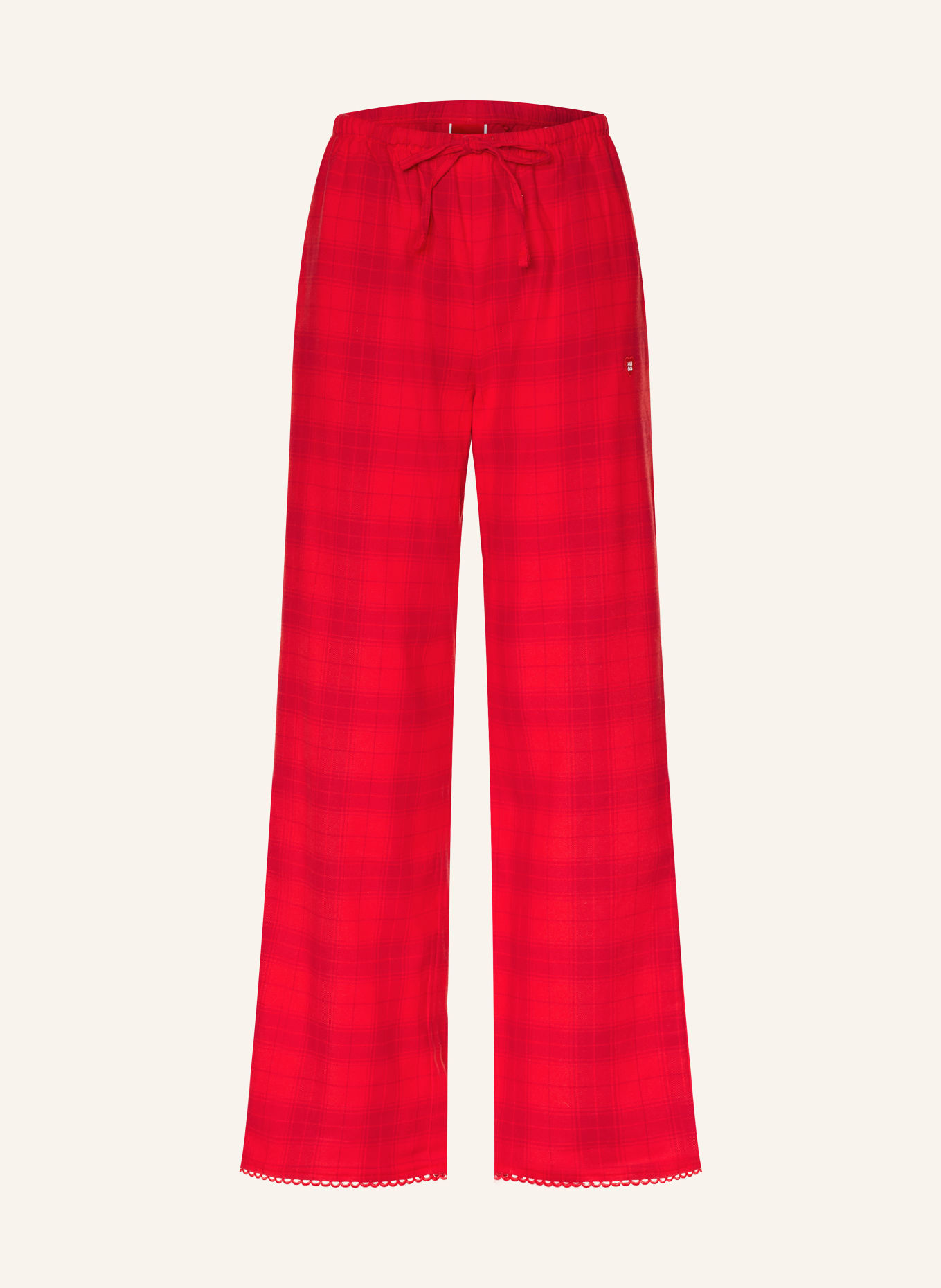 HUGO Schlafhose aus Flanell: ROT / DUNKELROT