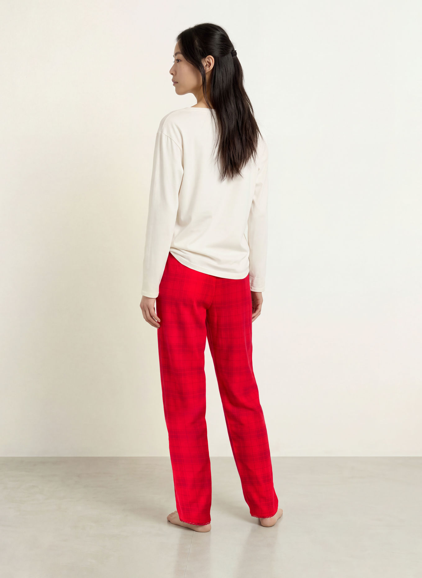 HUGO Schlafhose aus Flanell: ROT / DUNKELROT