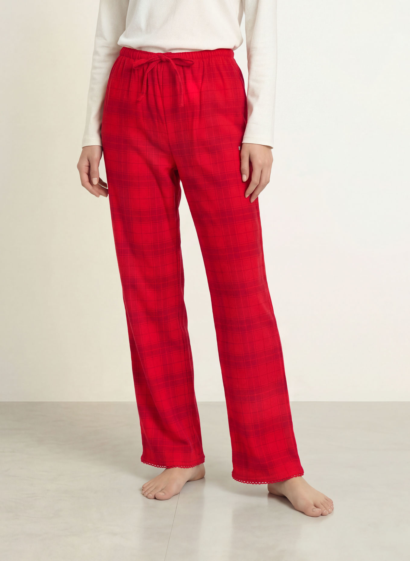 HUGO Schlafhose aus Flanell: ROT / DUNKELROT
