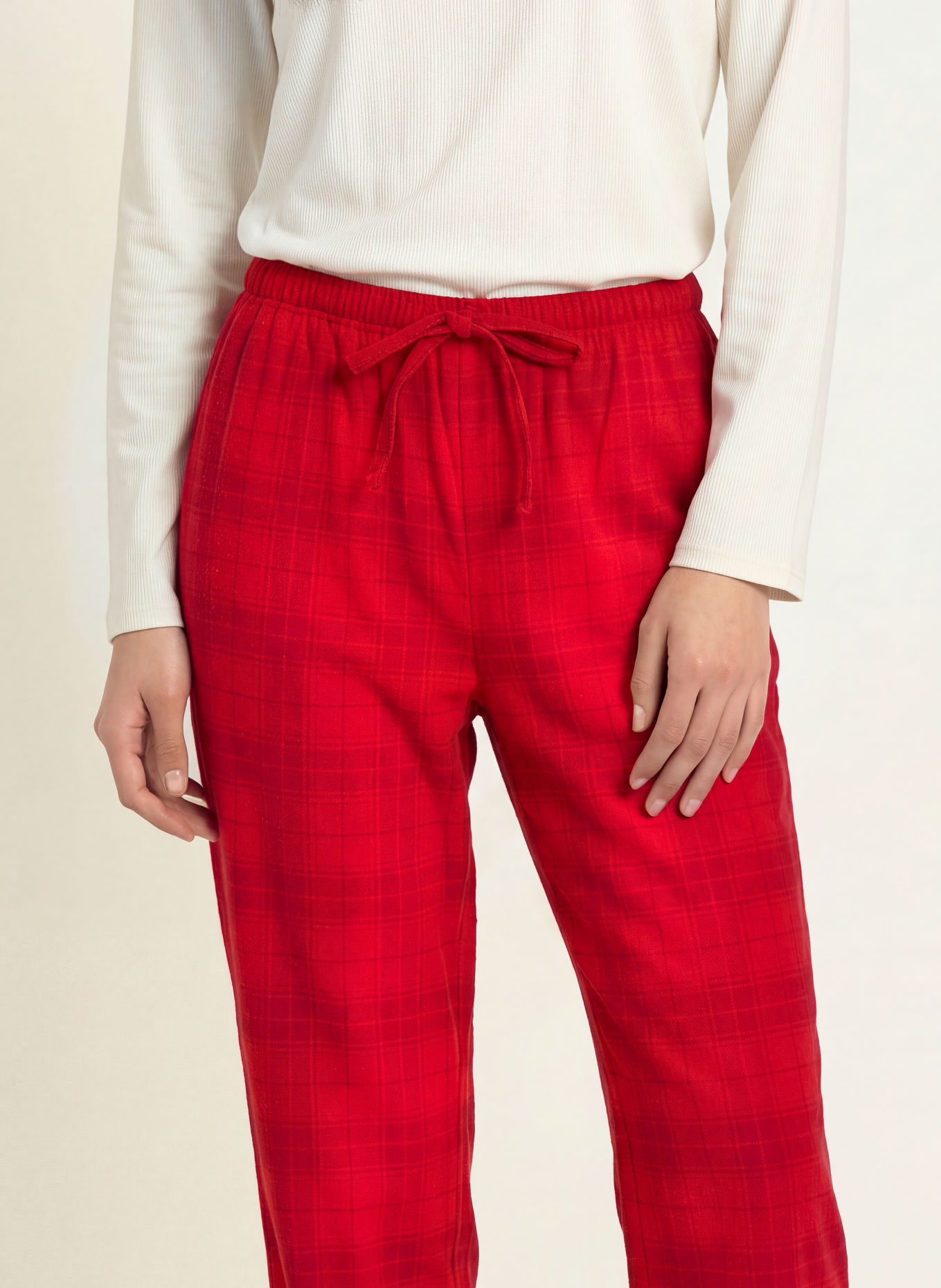 HUGO Schlafhose aus Flanell: ROT / DUNKELROT