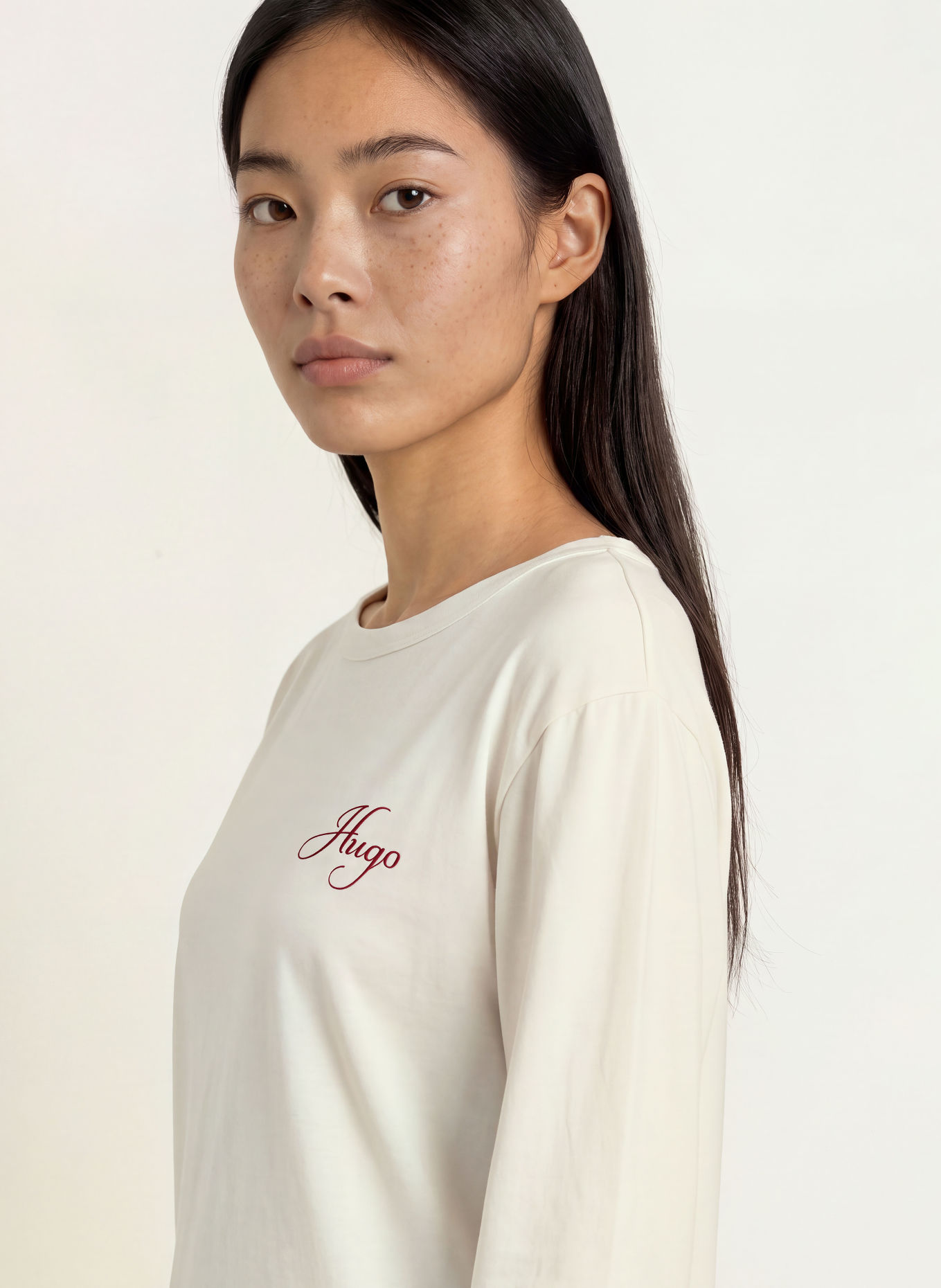HUGO Pyjamashirt: ECRU / BRUIN