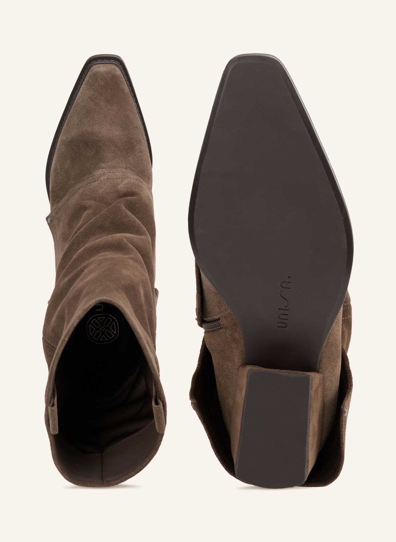 UNISA GURIA Cowboy boots with Studs: BROWN / SILVER