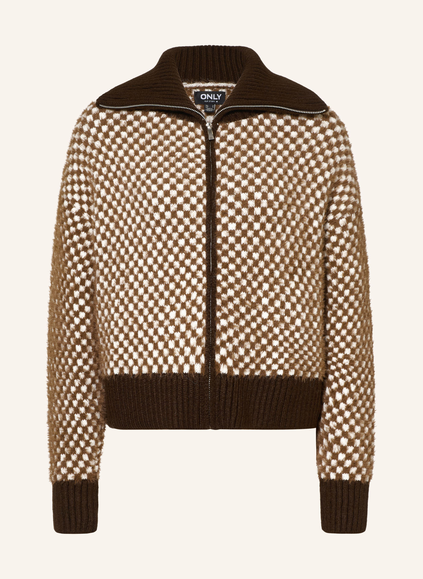 ONLY Strickjacke: DUNKELBRAUN / WEISS