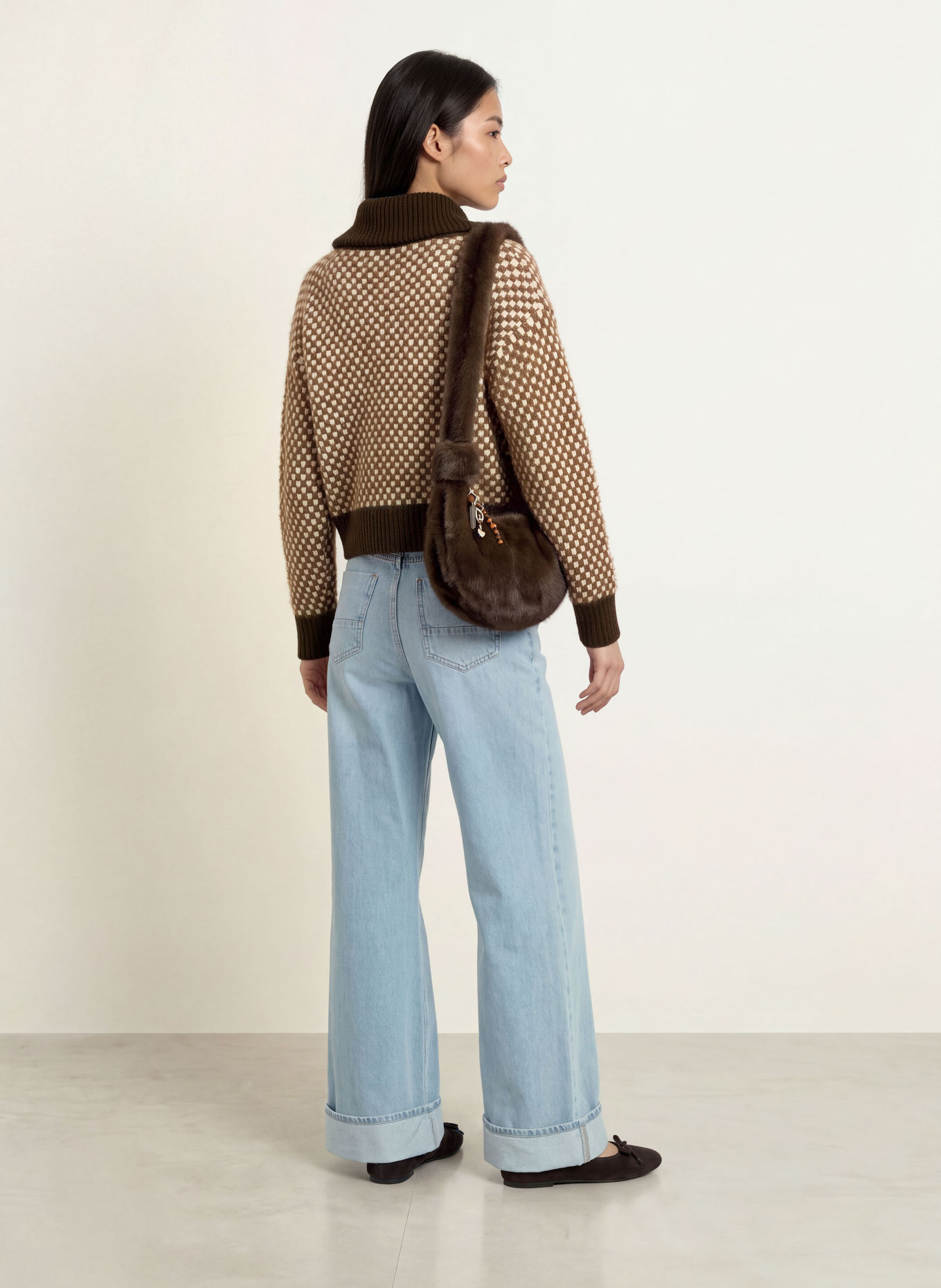 ONLY Strickjacke: DUNKELBRAUN / WEISS