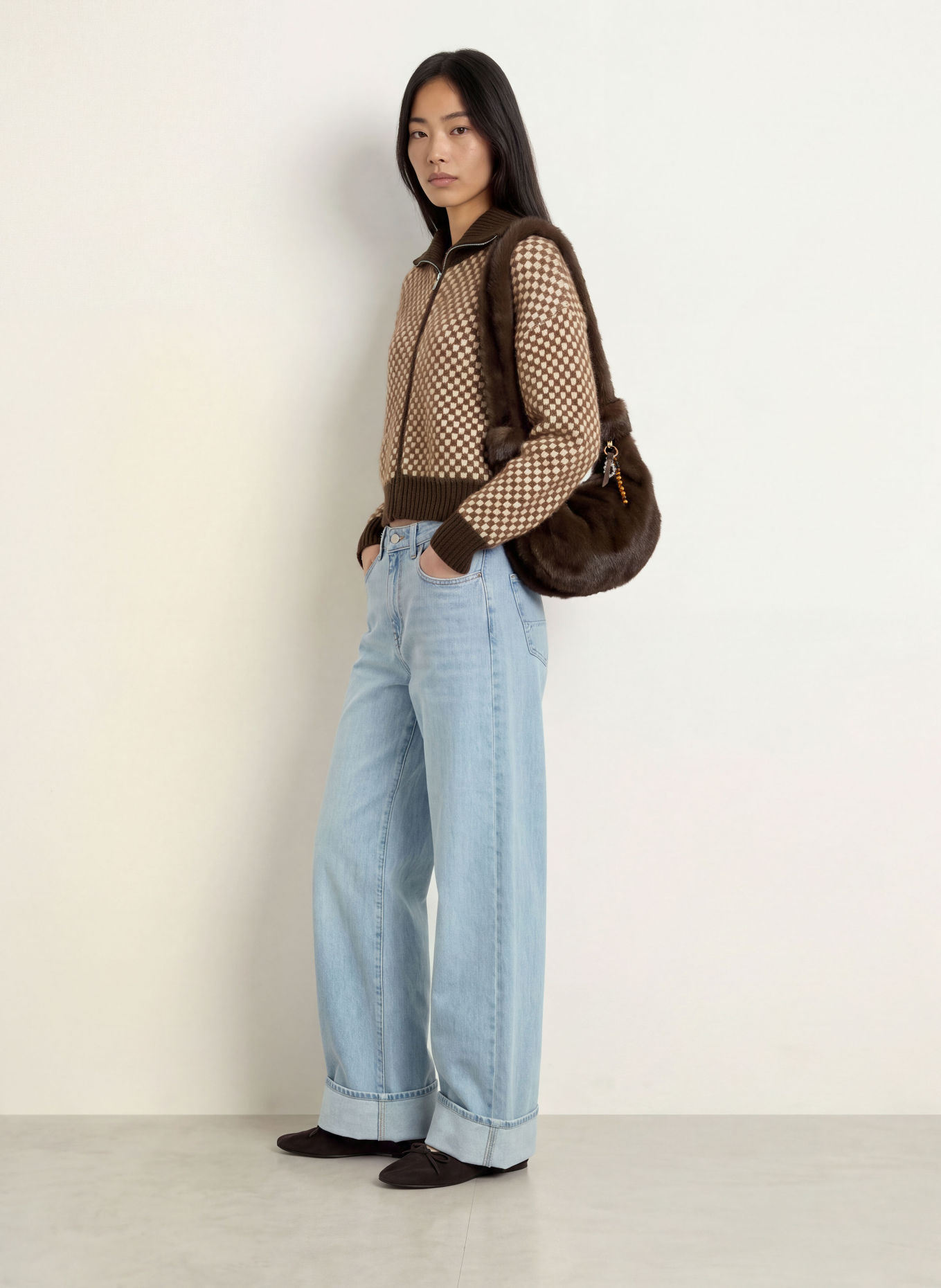 ONLY Strickjacke: DUNKELBRAUN / WEISS