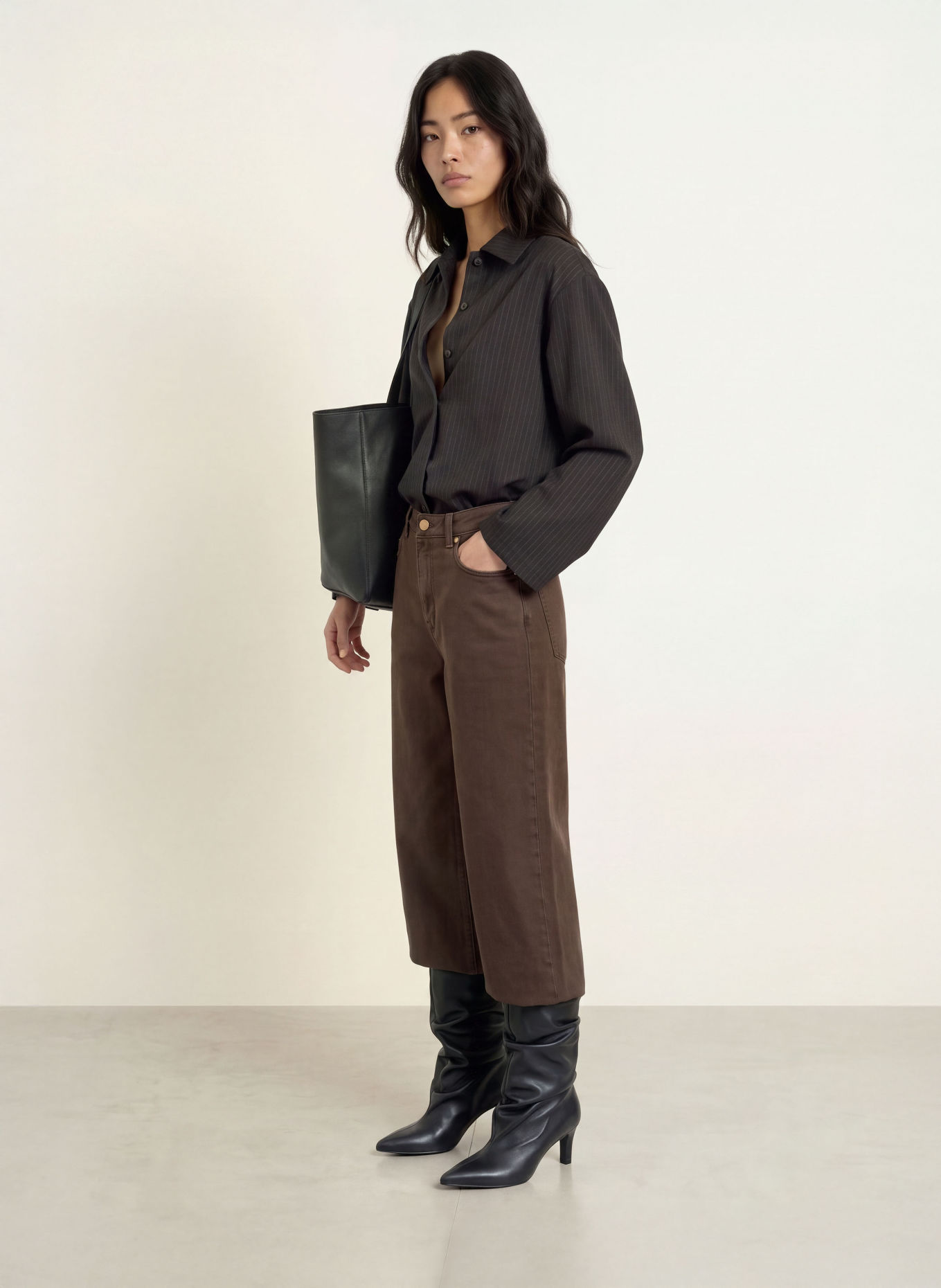 Stylein Chemisier BRENLY: MARRON FONCÉ / MARRON CLAIR
