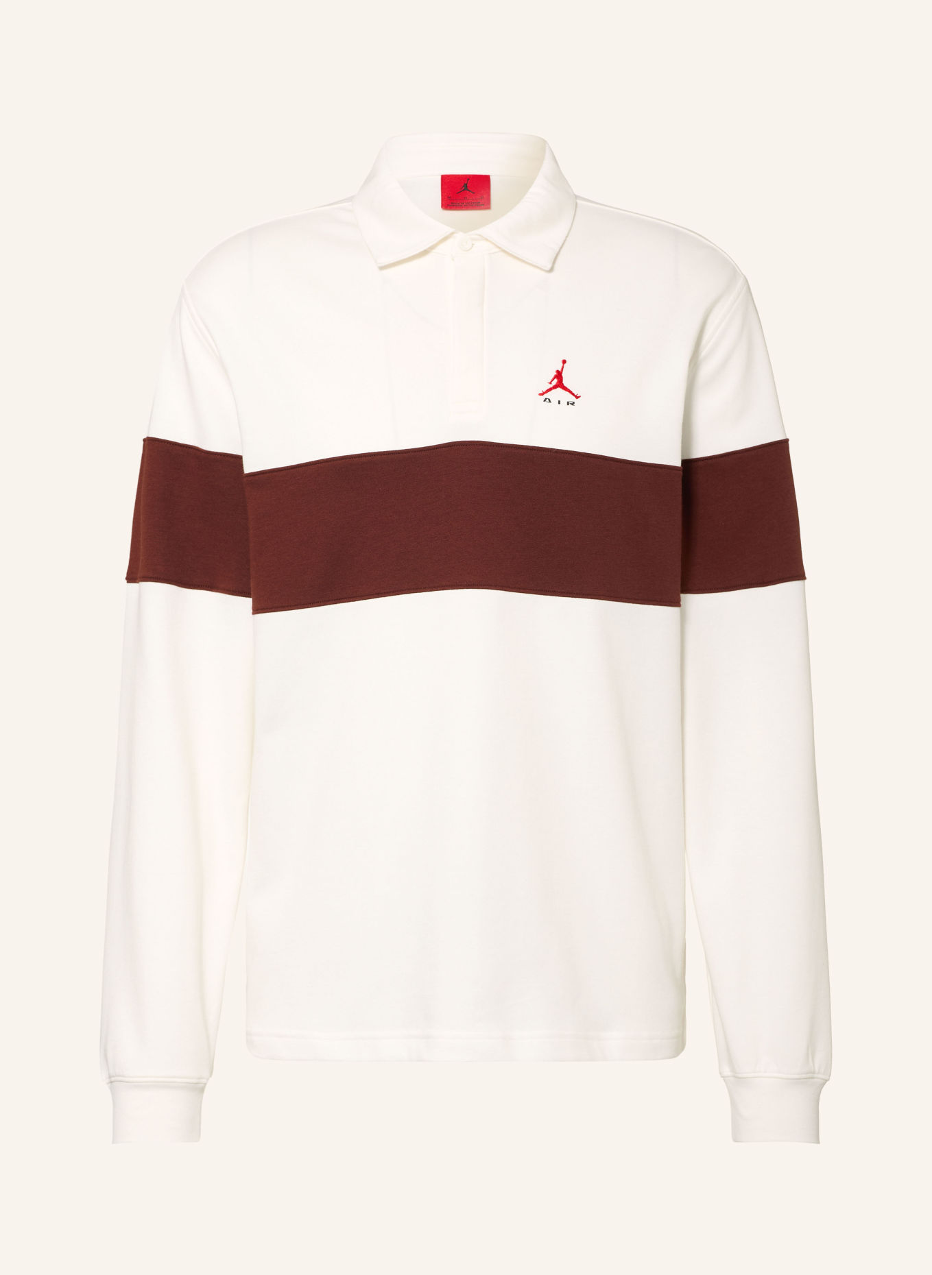 JORDAN BROOKLYN Loose-Fit Jersey polo shirt: CREAM / DARK RED