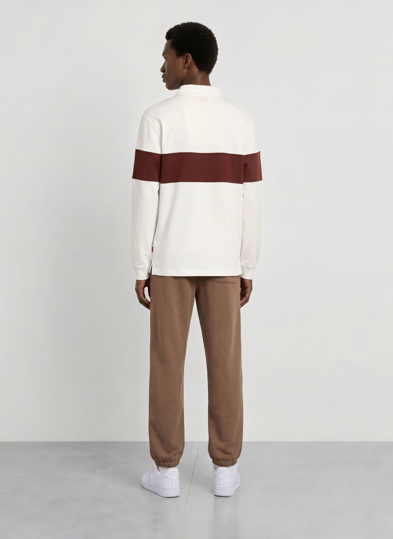 JORDAN BROOKLYN Loose-Fit Jersey polo shirt: CREAM / DARK RED
