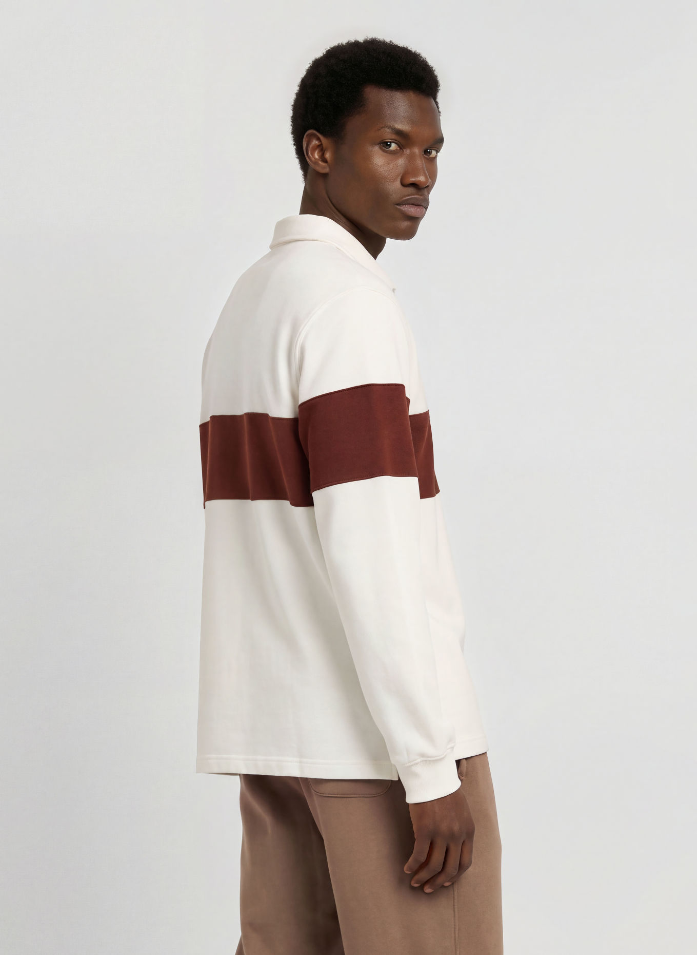JORDAN BROOKLYN Loose-Fit Jersey polo shirt: CREAM / DARK RED