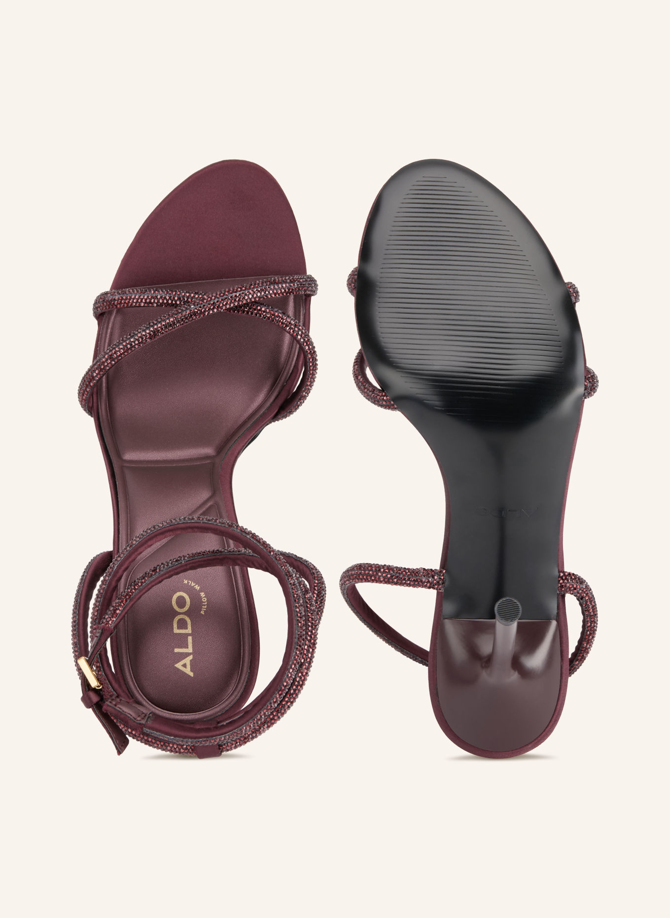 ALDO MANAELDEN Sandals with Gemstones: DARK RED / GOLD