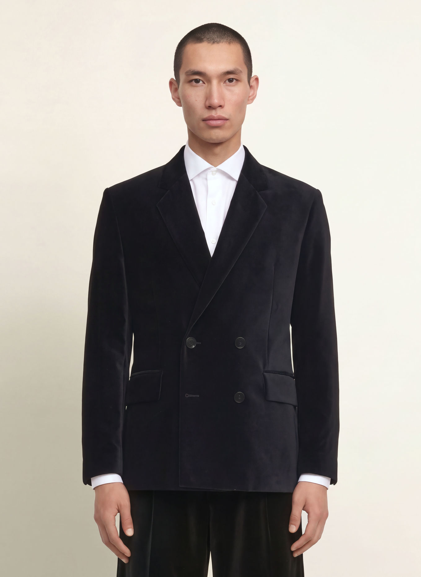 HUGO Habitjakke KARLO Modern Fit i fløjl: 001 BLACK