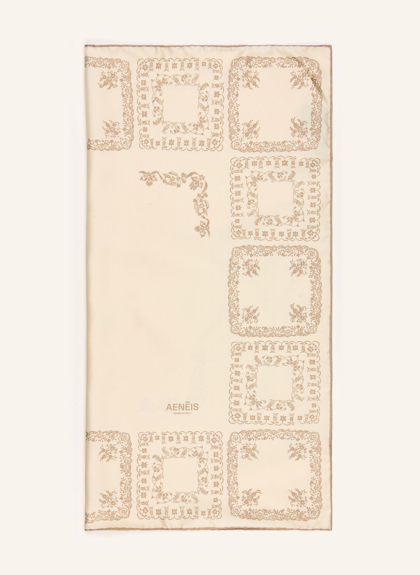 AENEIS Silk scarf: CREAM / CAMEL