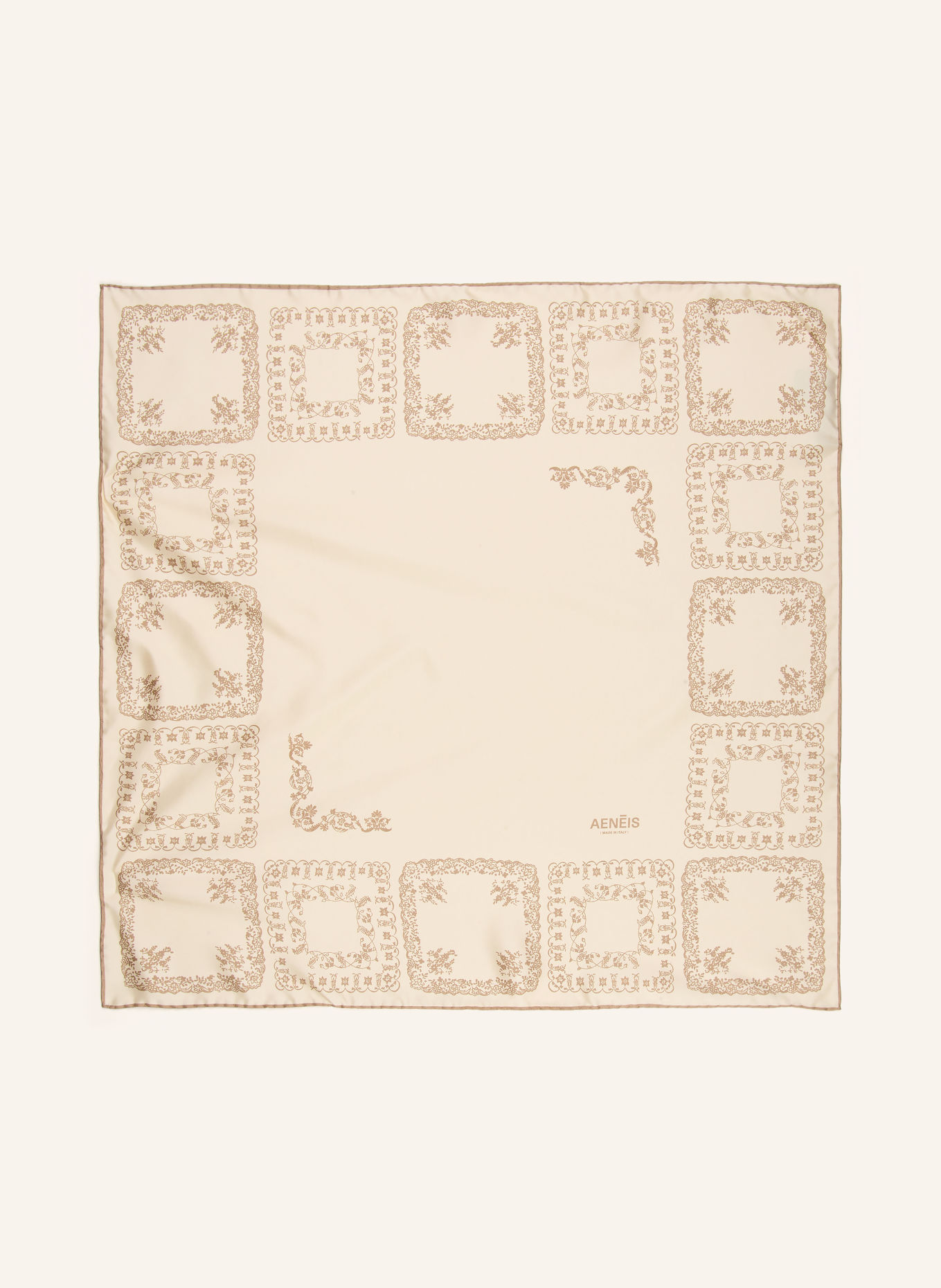 AENEIS Silk scarf: CREAM / CAMEL