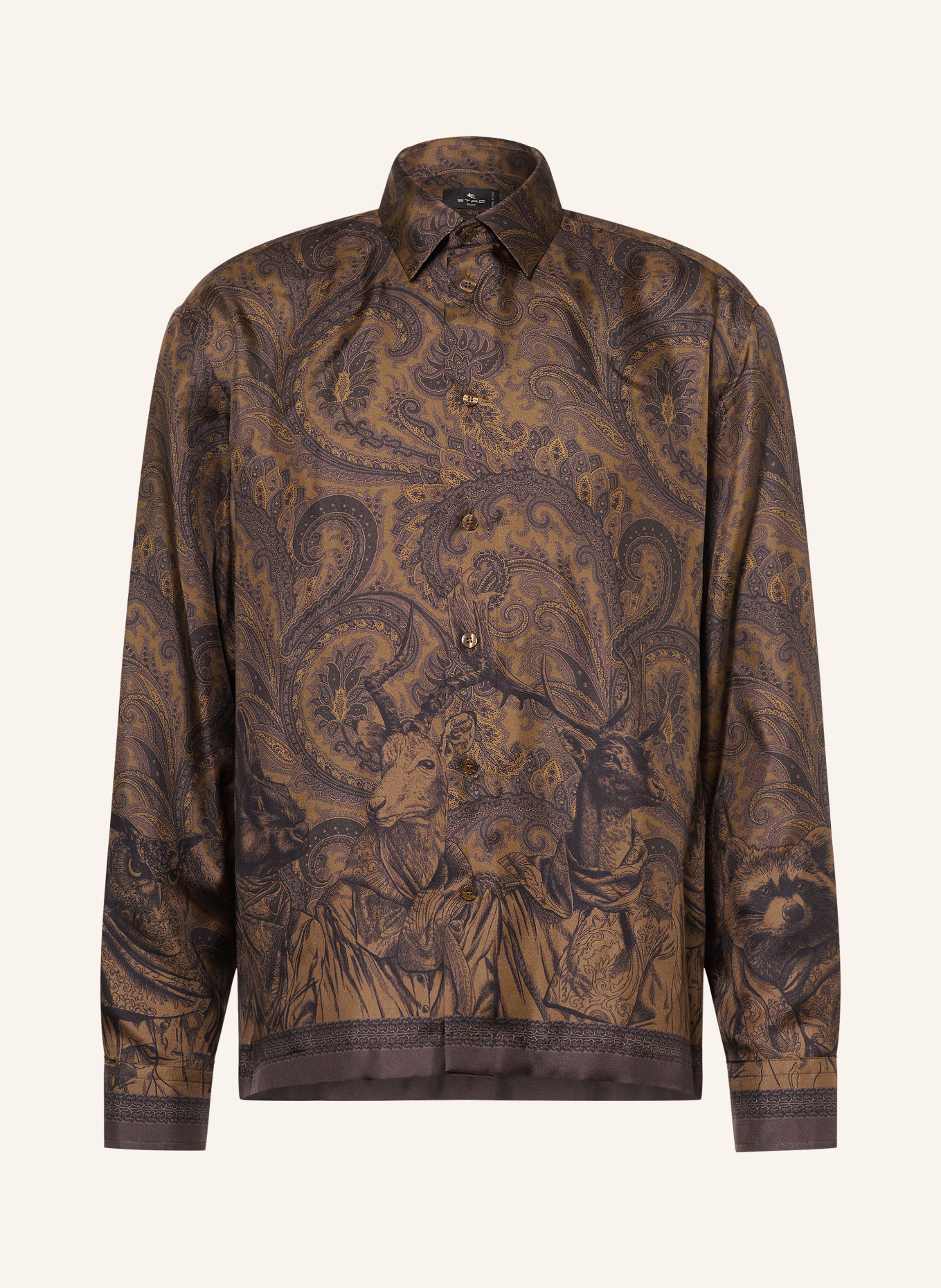 ETRO Chemise en soie coupe confortable: MARRON / MARRON FONCÉ
