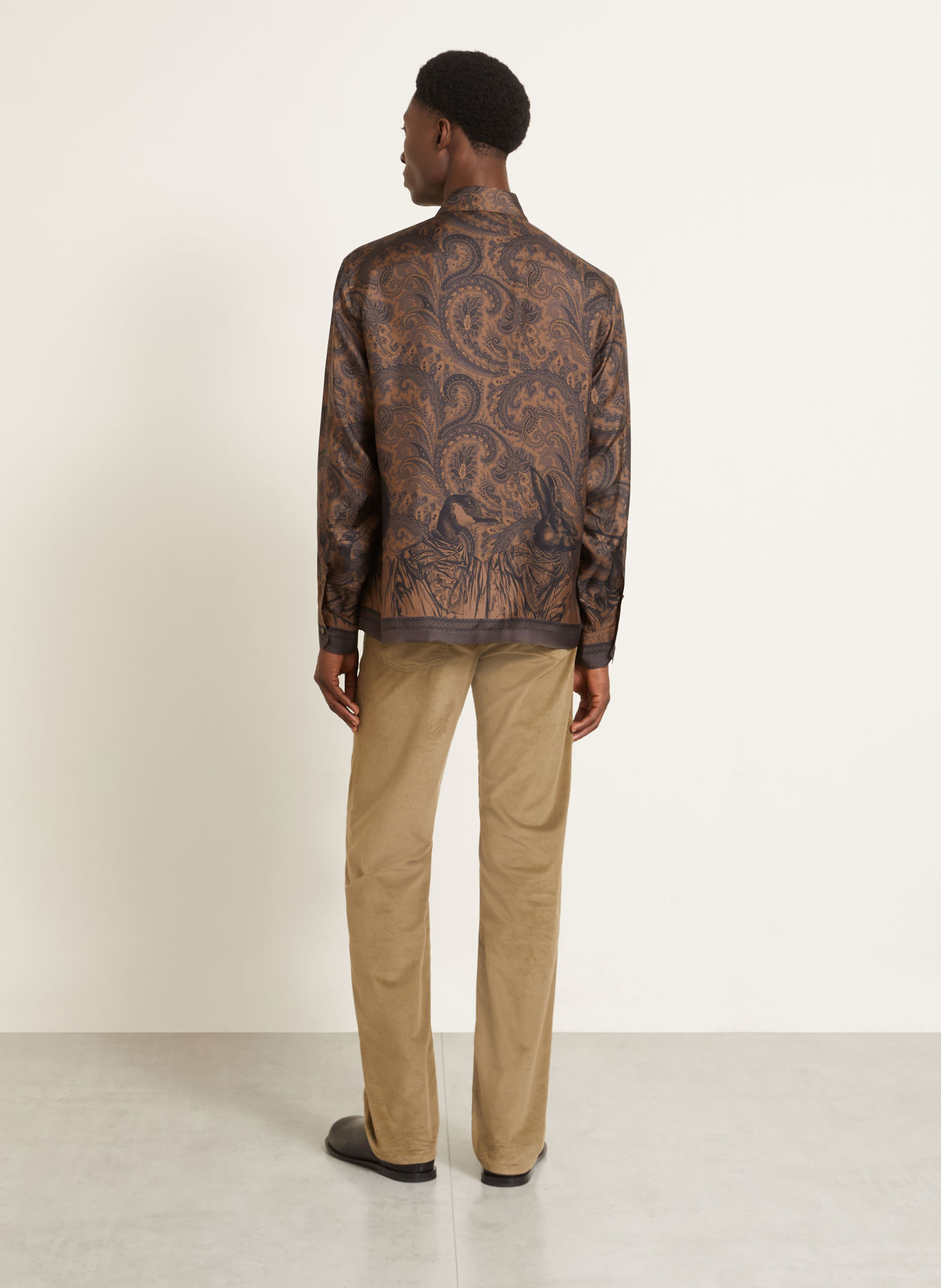 ETRO Chemise en soie coupe confortable: MARRON / MARRON FONCÉ