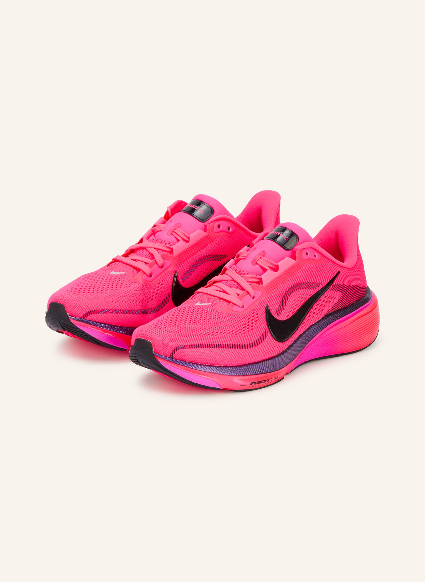 Nike PEGASUS 42 Running Shoes: NEON PINK / DARK PURPLE / BLACK