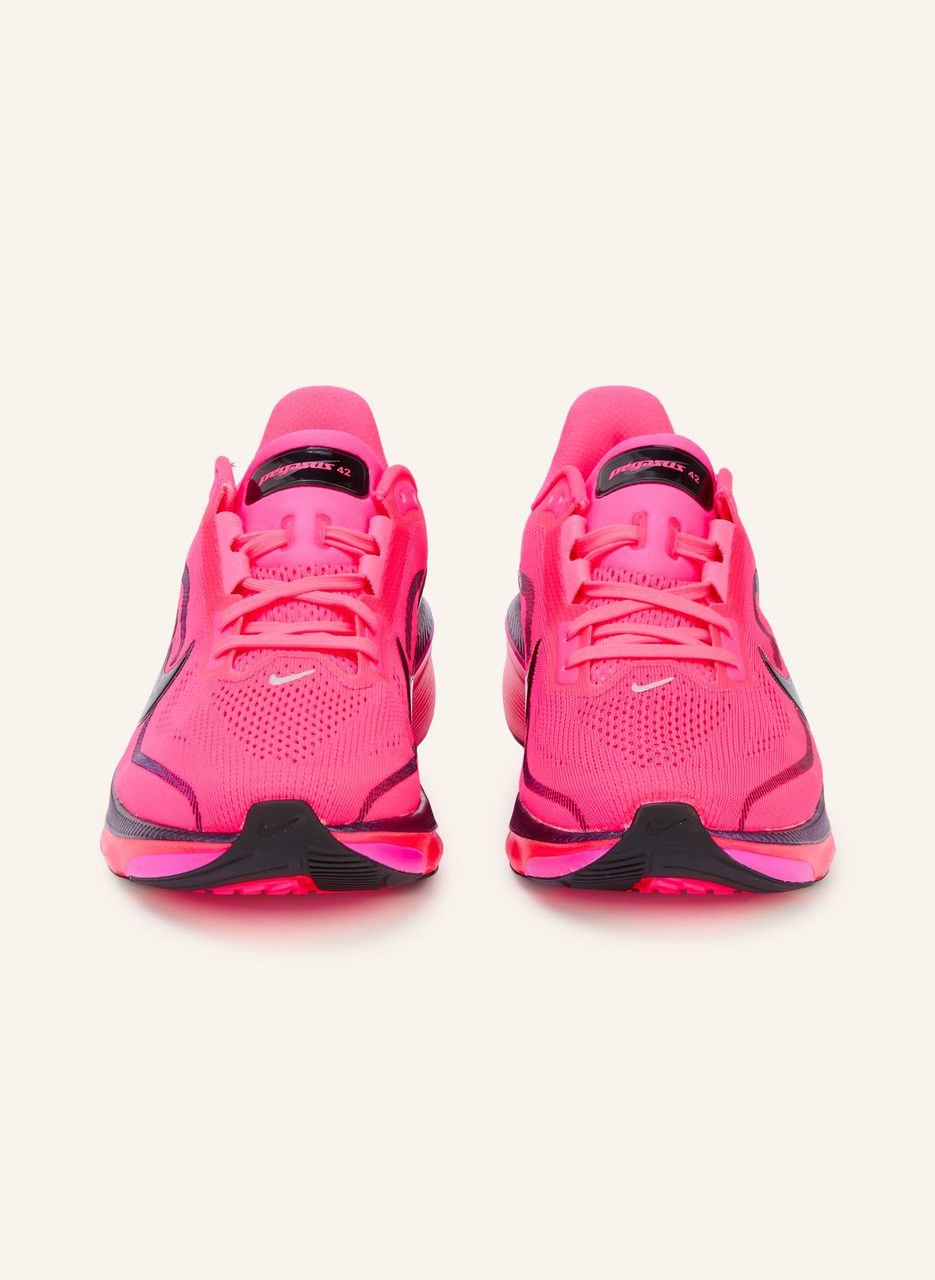 Nike PEGASUS 42 Running Shoes: NEON PINK / DARK PURPLE / BLACK