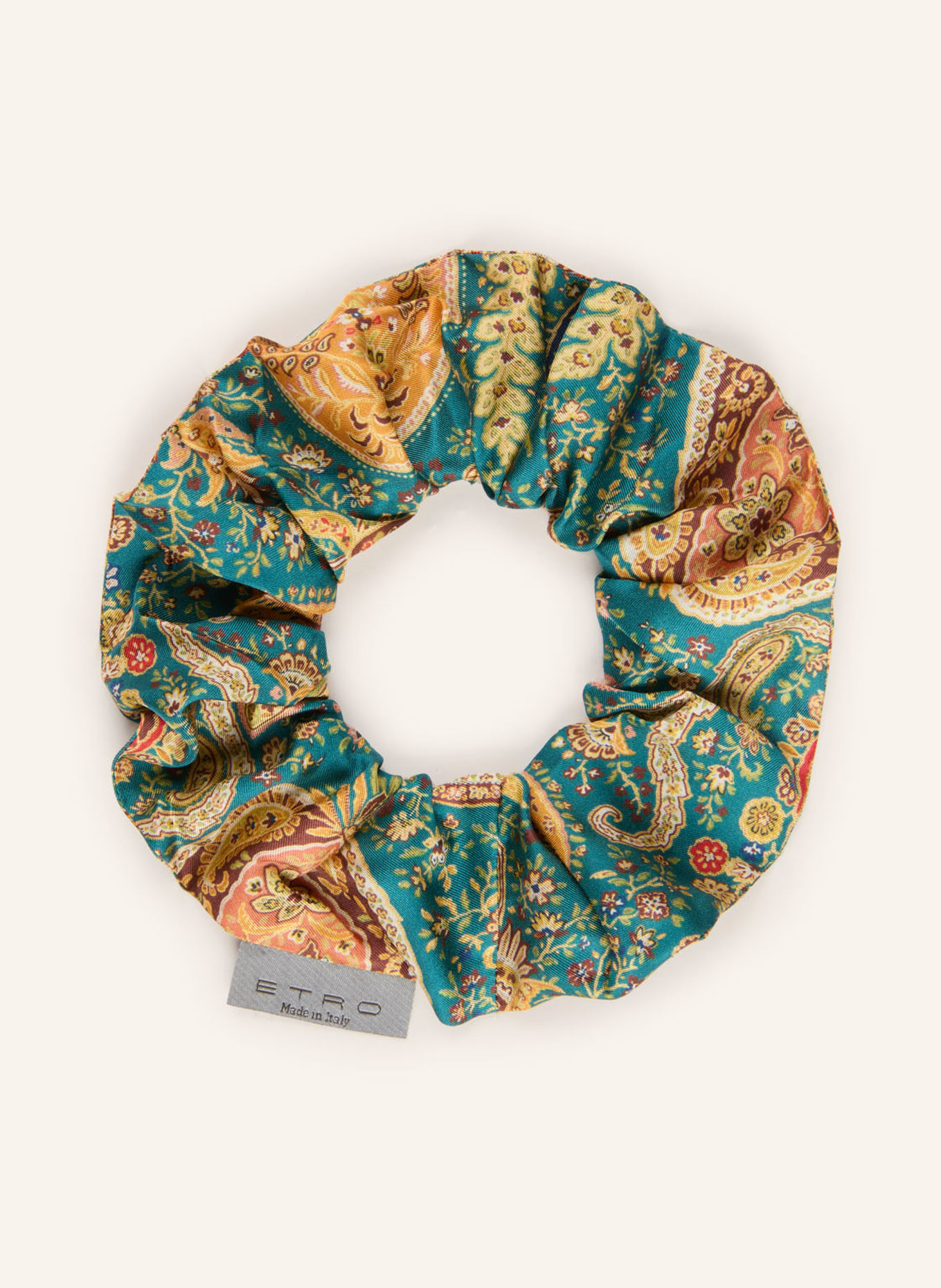 ETRO Hair Tie: TEAL / BROWN / SALMON