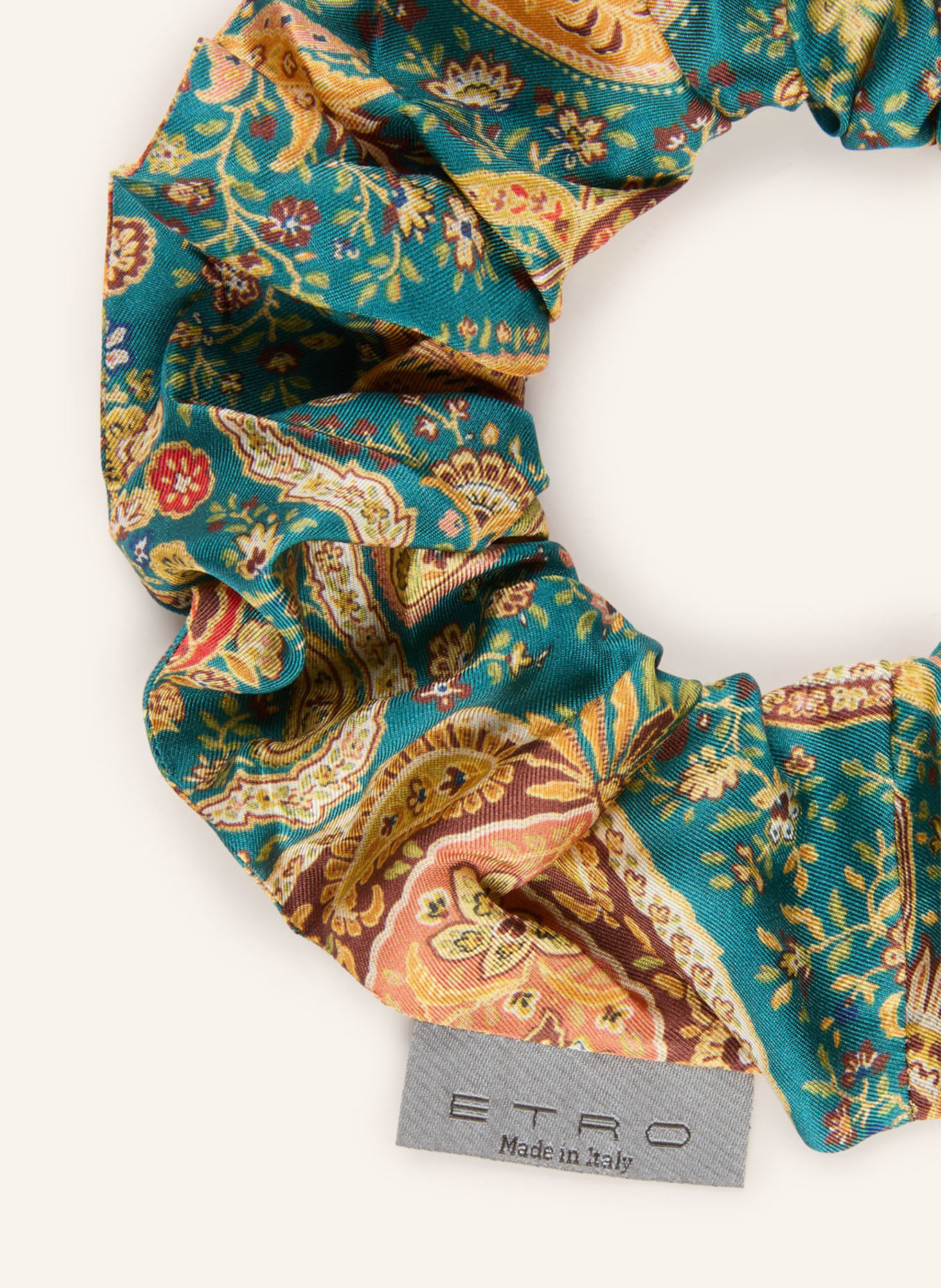 ETRO Hair Tie: TEAL / BROWN / SALMON