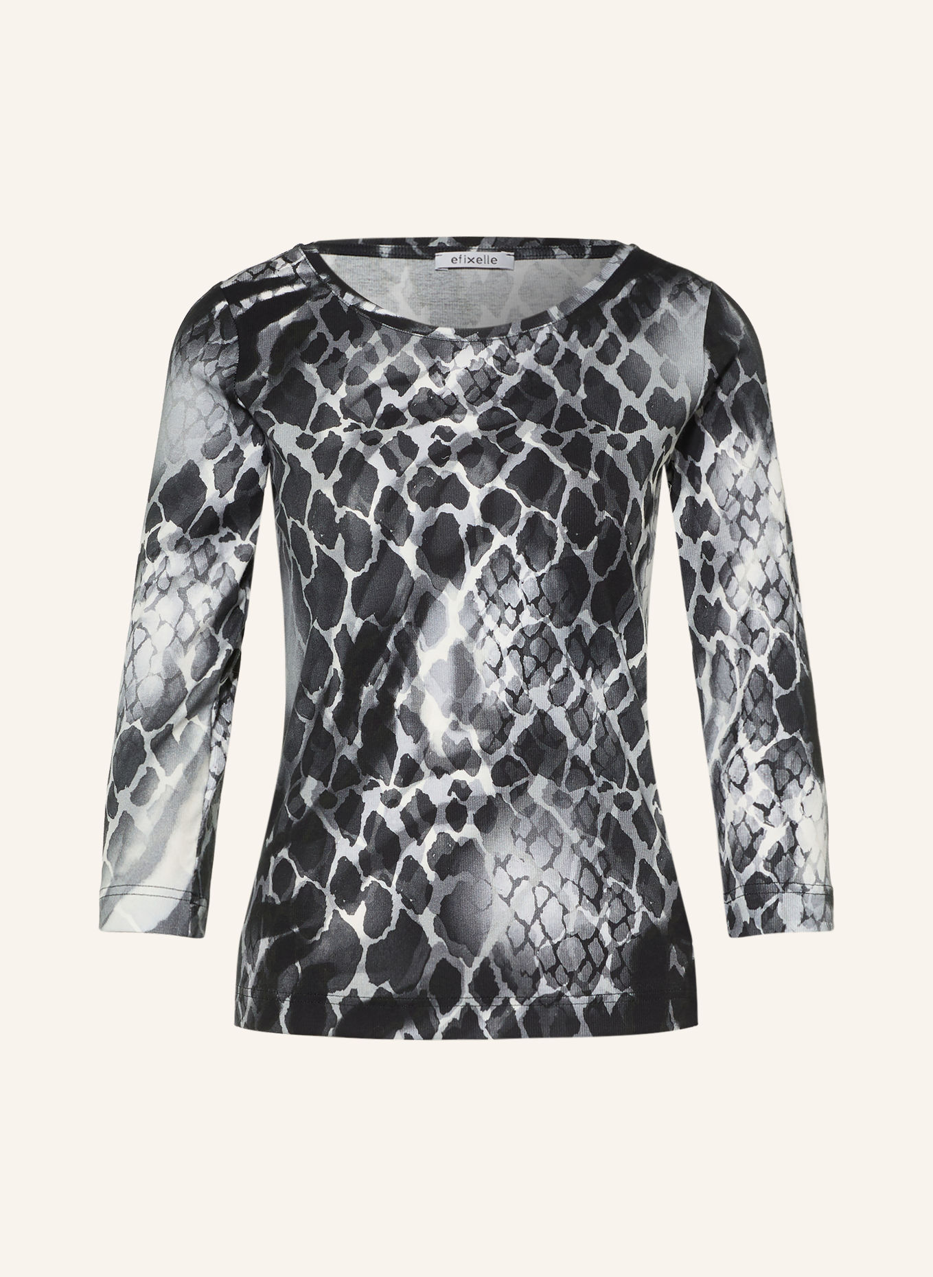 efixelle Shirt with 3/4 sleeves: BLACK / DARK GRAY / WHITE